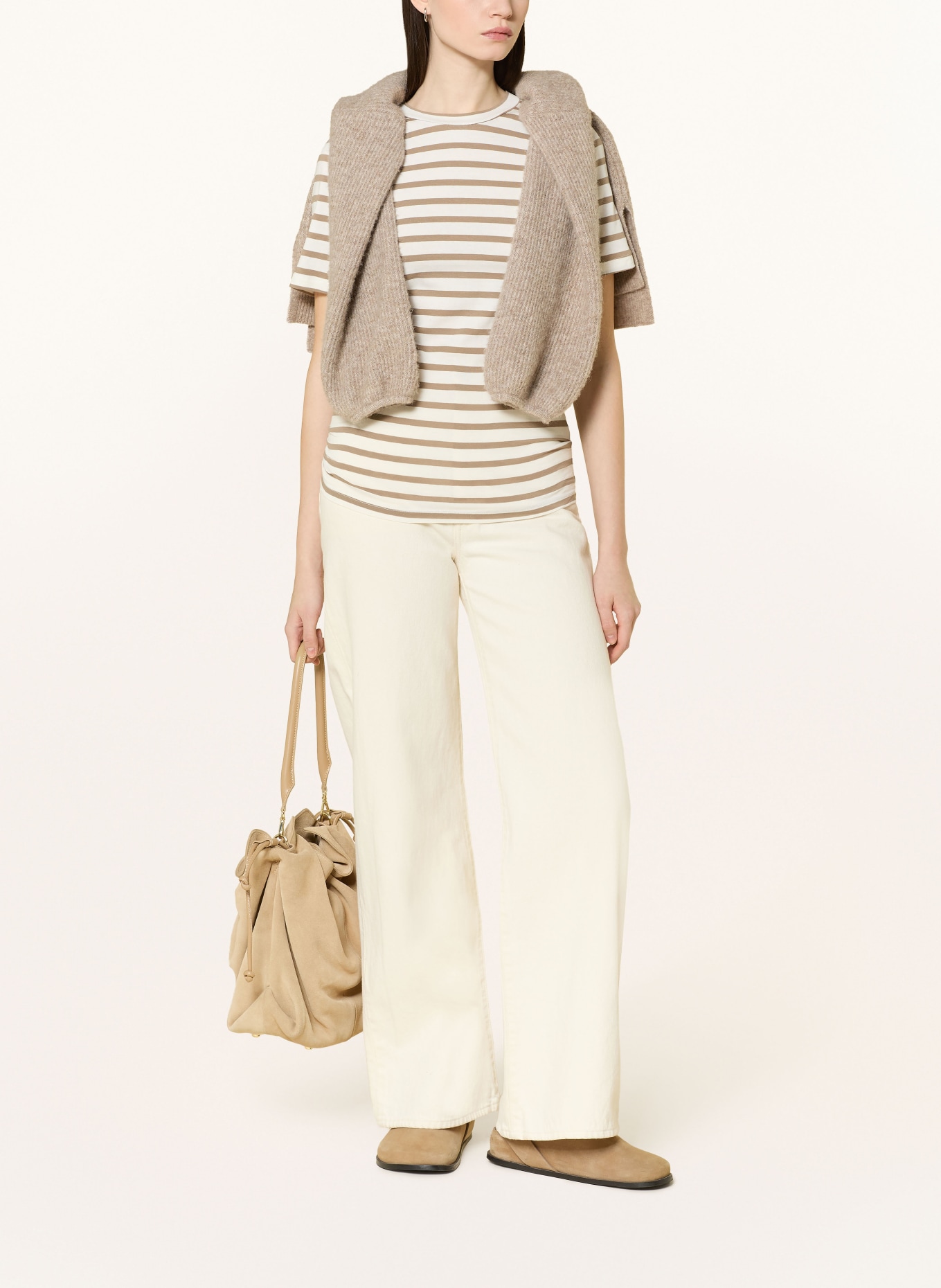 ICHI T-Shirt IHMIRA: WEISS / BRAUN