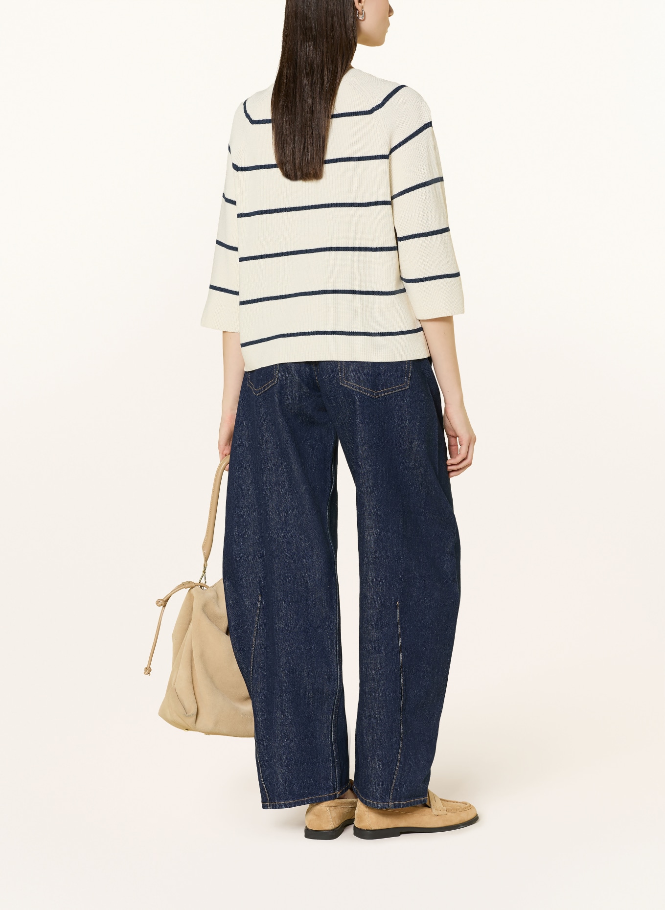 ICHI Pletené tričko IHBOSTON: REŽNÁ / TMAVĚ MODRÁ