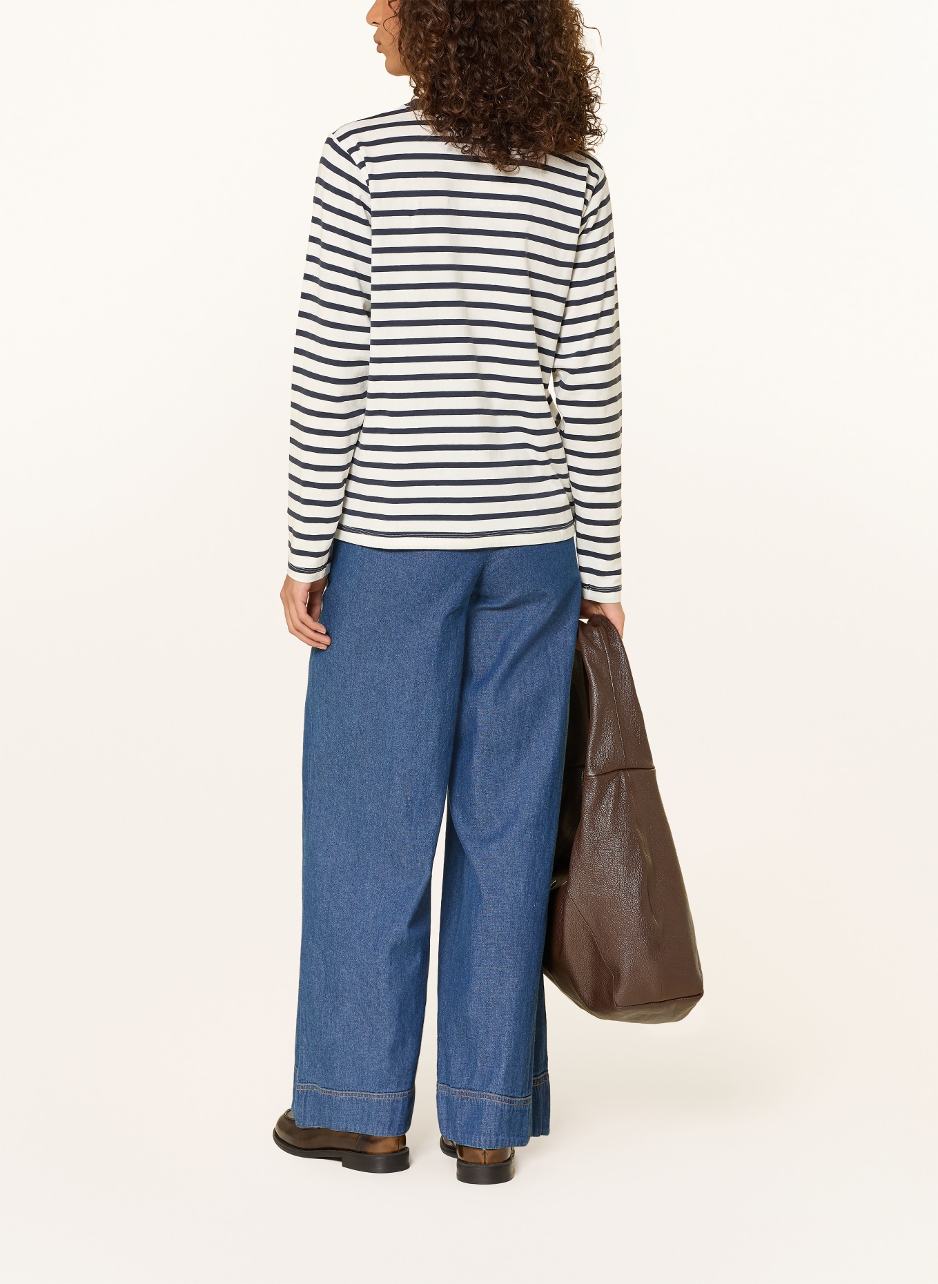 ICHI Longsleeve IHMIRA: CREME / DUNKELBLAU