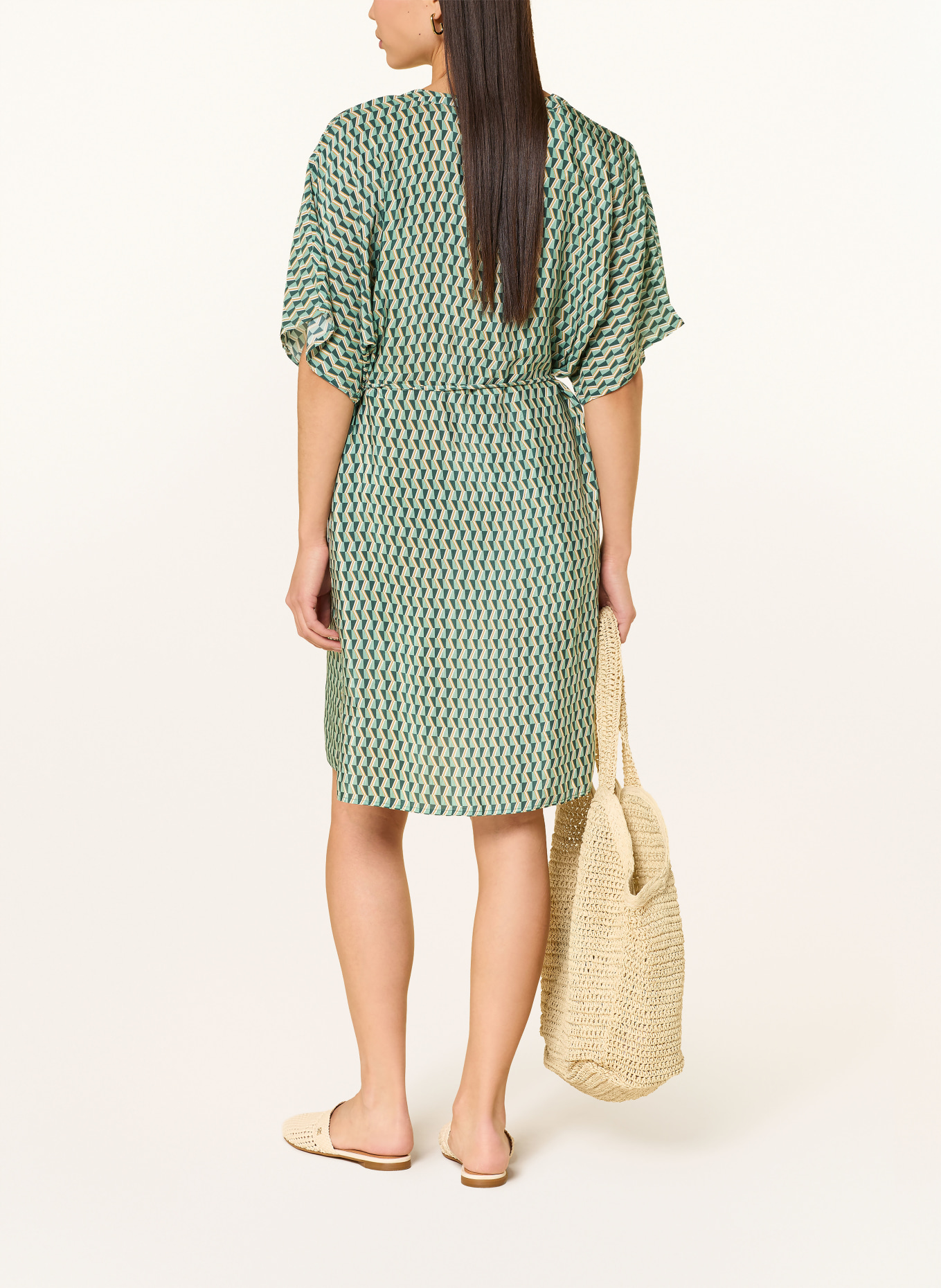 CYELL Beach dress GRAOOVY GRAPHIC: LIGHT GREEN / COGNAC / DARK GREEN