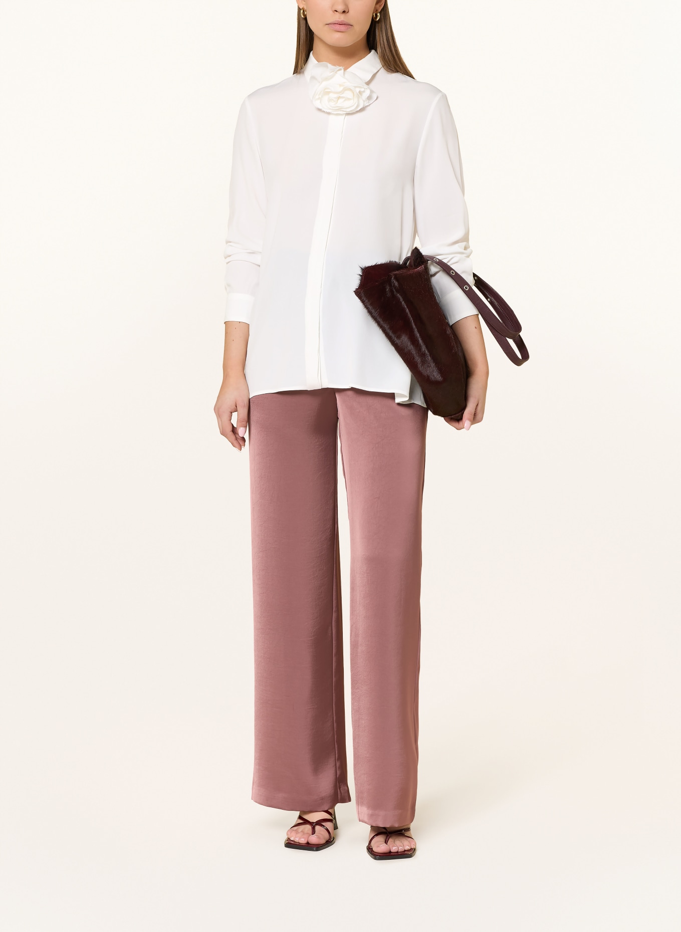 MARELLA Hemdbluse mit Seide und abnehmbarer Schluppe: WEISS