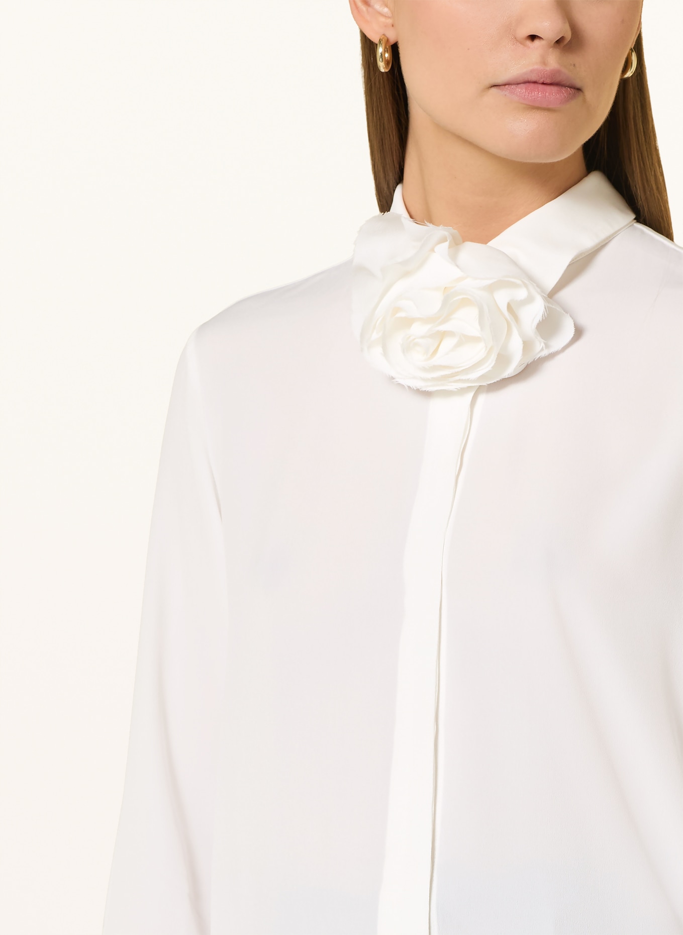 MARELLA Hemdbluse mit Seide und abnehmbarer Schluppe: WEISS