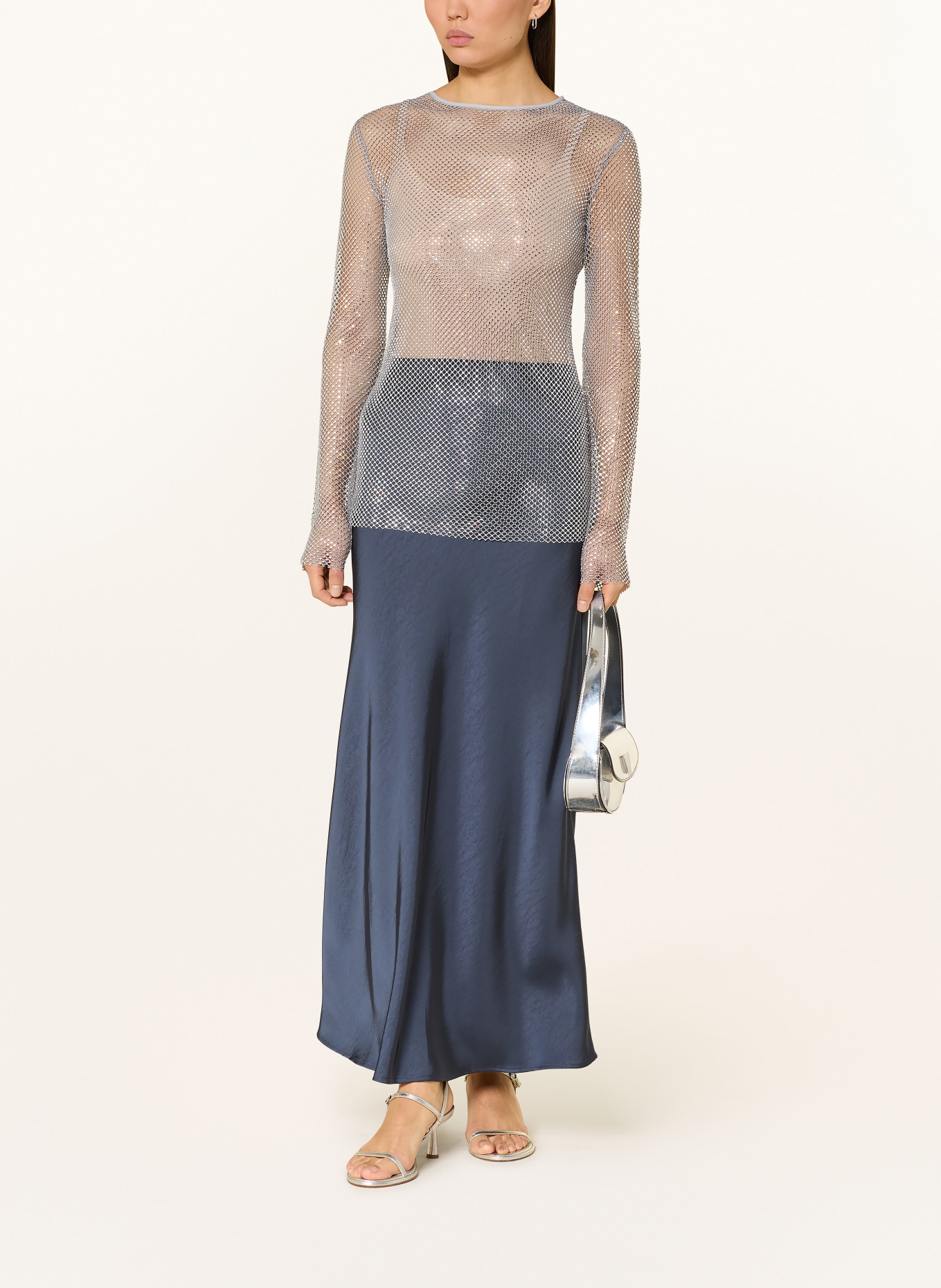 MARELLA Longsleeve MLLOPEROSO mit Schmucksteinen: SILBER