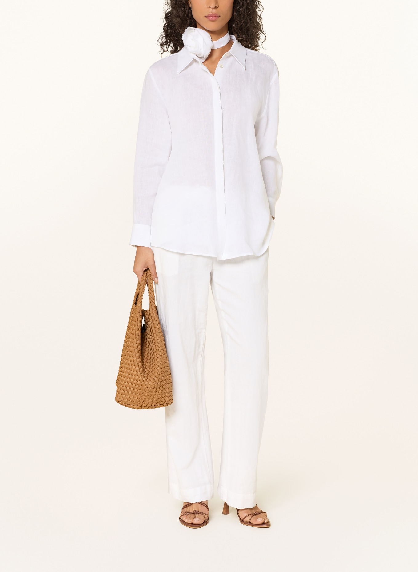 MARELLA MLSEDITORE linen blouse with detachable bow tie: WHITE
