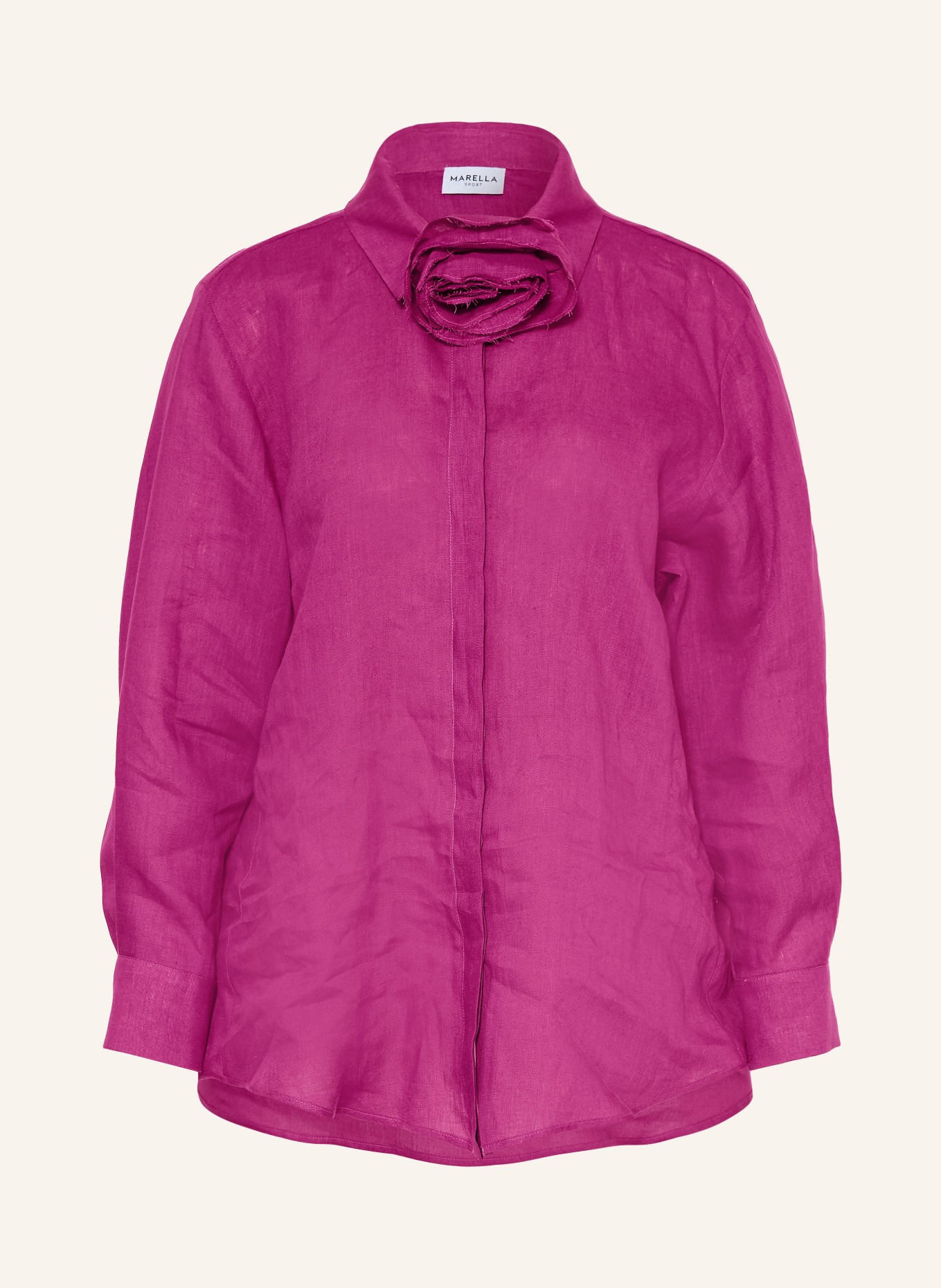 MARELLA Lněná halenka MLSEDITORE s odnímatelnou mašlí: FUCHSIOVÁ