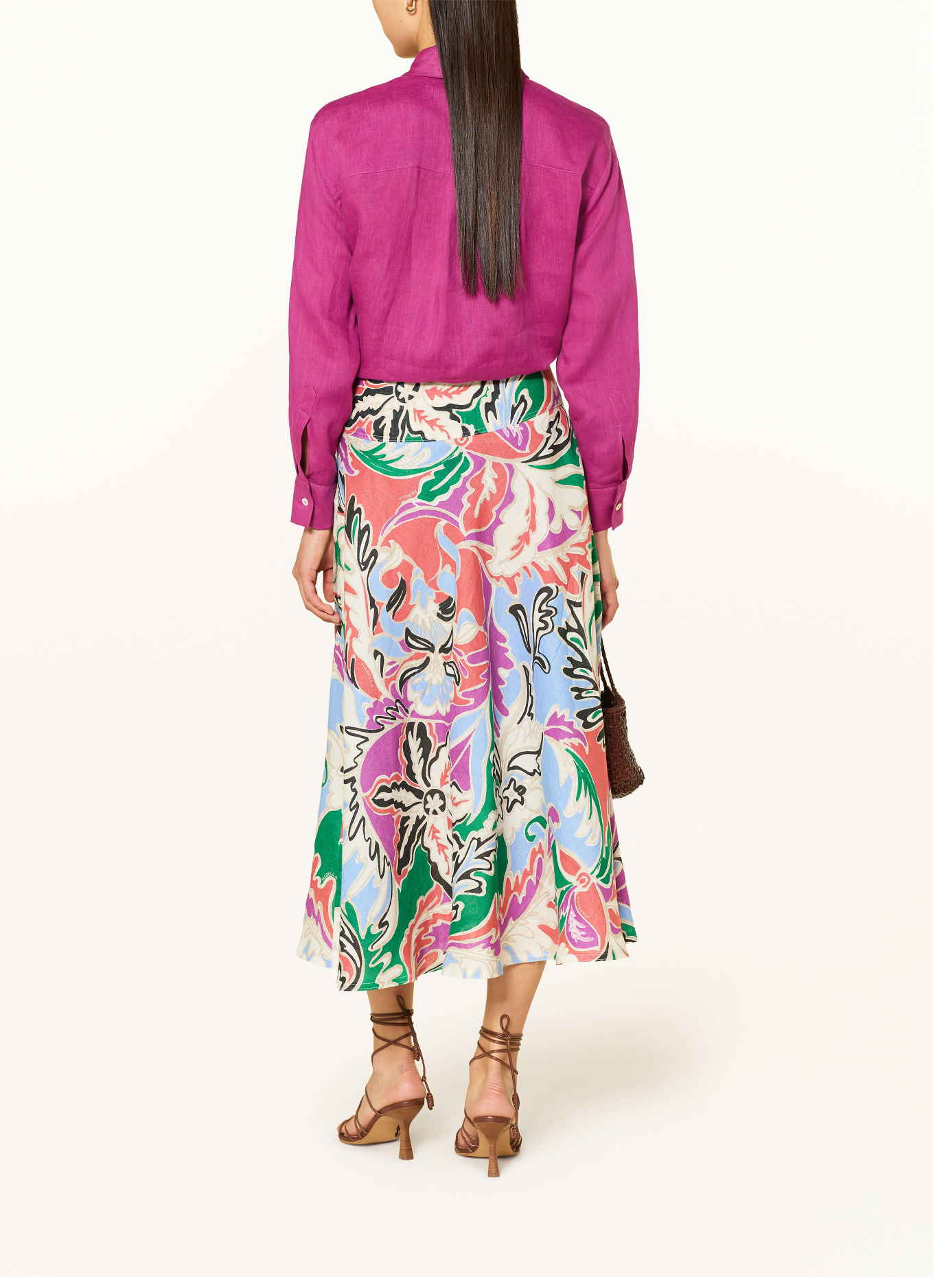 MARELLA Lněná halenka MLSEDITORE s odnímatelnou mašlí: FUCHSIOVÁ