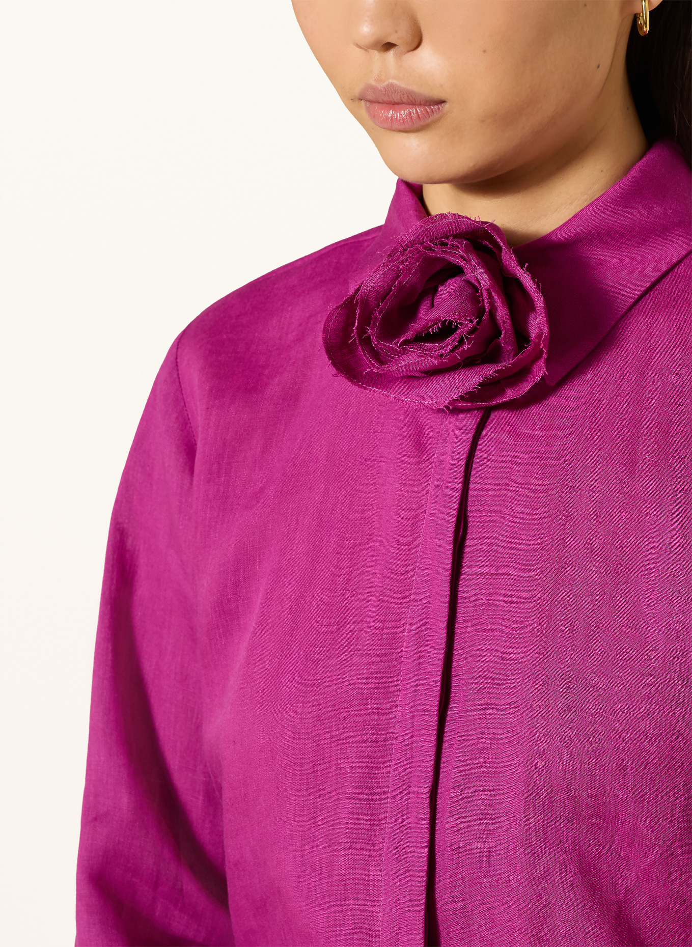 MARELLA Lněná halenka MLSEDITORE s odnímatelnou mašlí: FUCHSIOVÁ