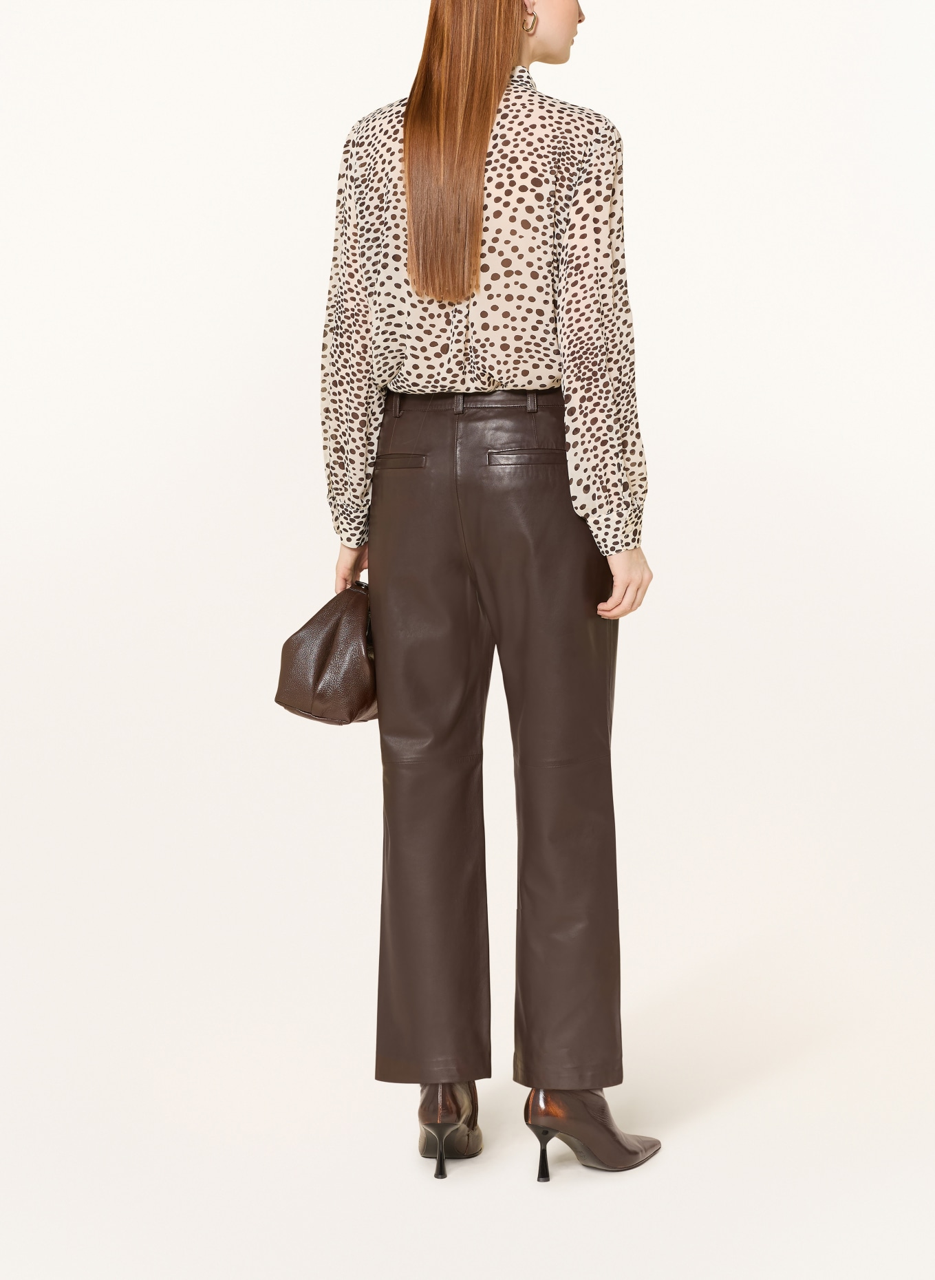 MARELLA Bluzka z falbanami: KREMOWY / CIEMNOBRĄZOWY