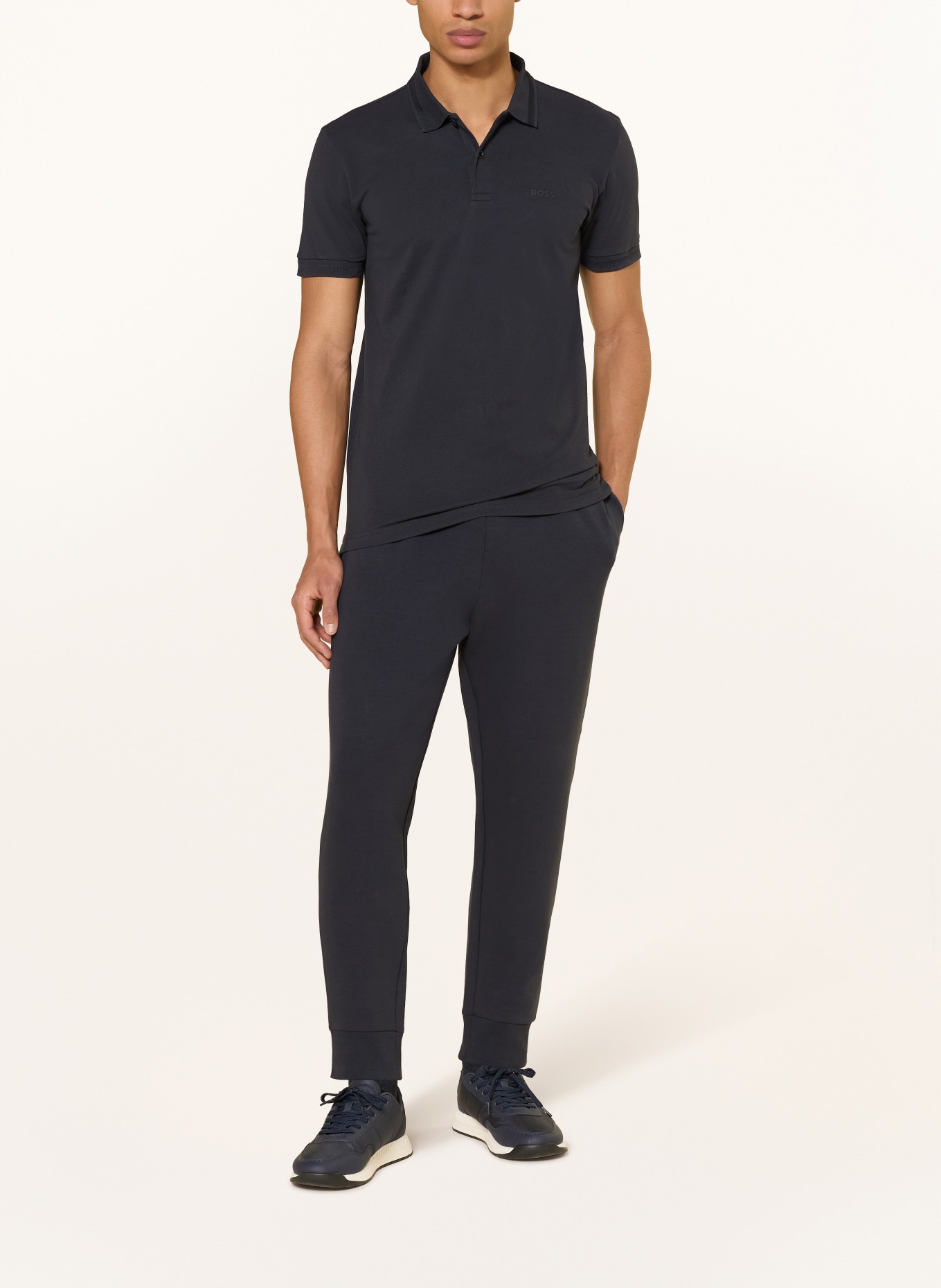 BOSS Piqué polokošile PIO: TMAVĚ MODRÁ