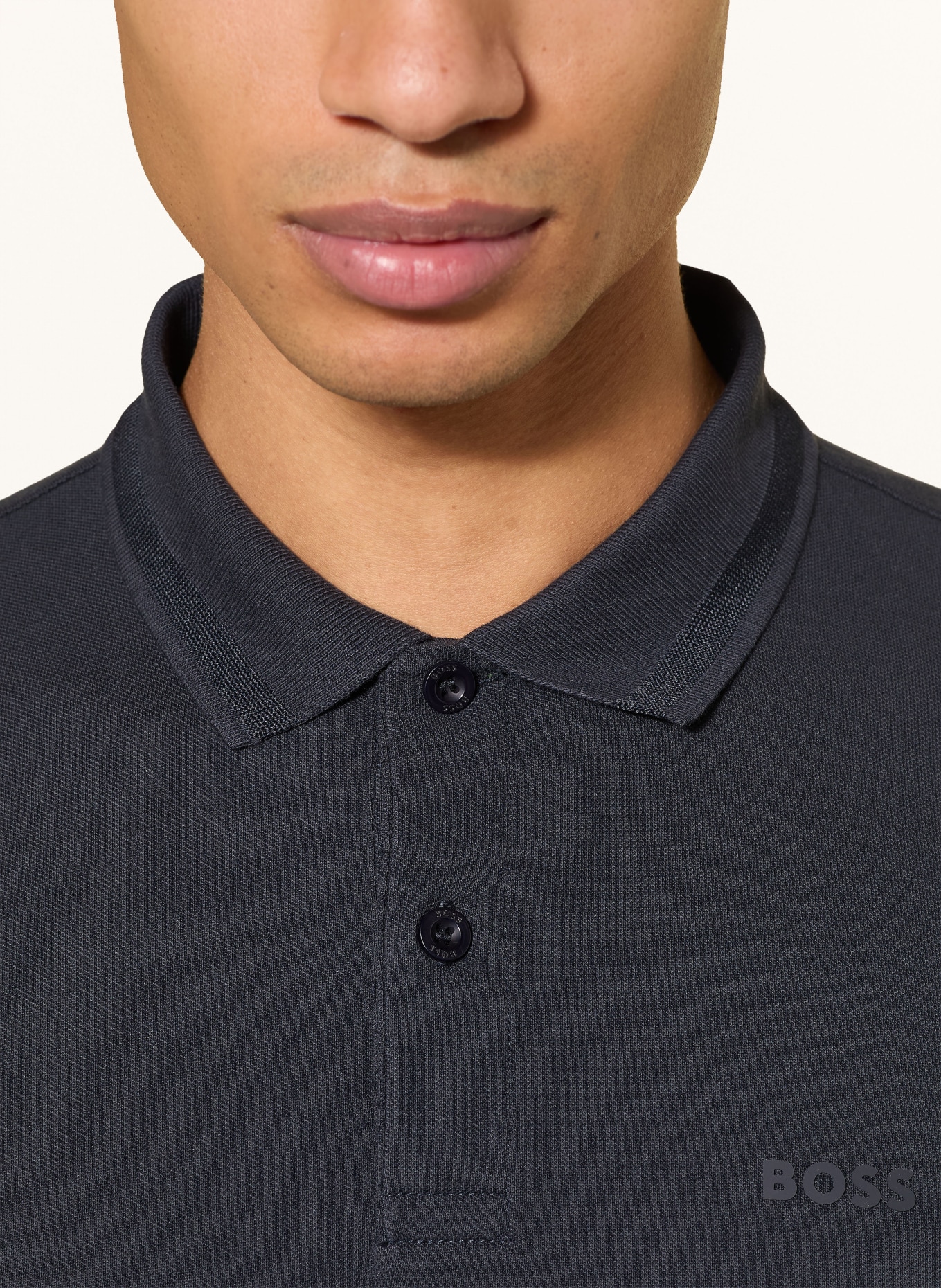 BOSS Piqué polokošile PIO: TMAVĚ MODRÁ