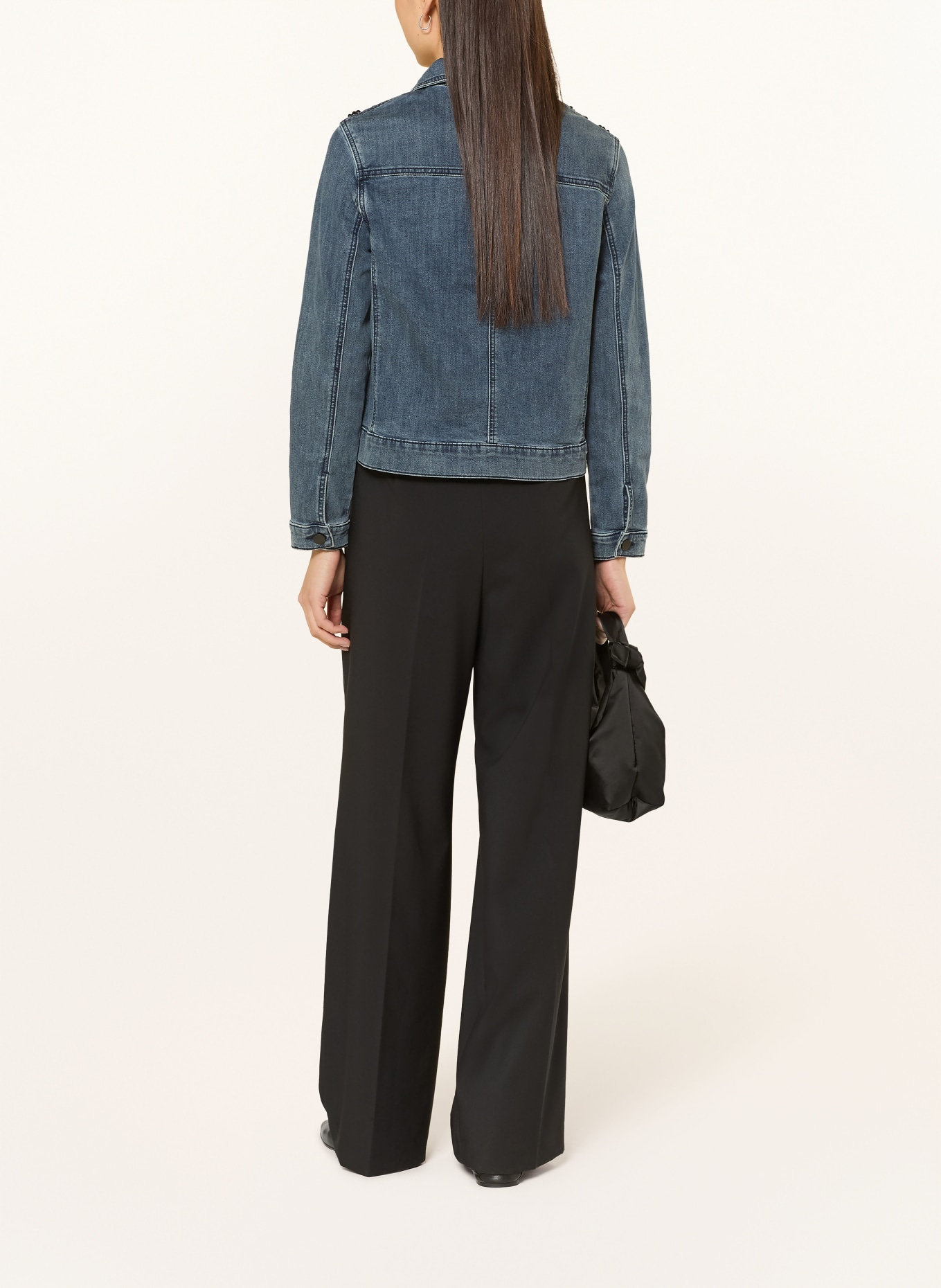 ELENA MIRO Džínová bunda s flitry a ozdobnými korálky: 034 BLUE SCURO