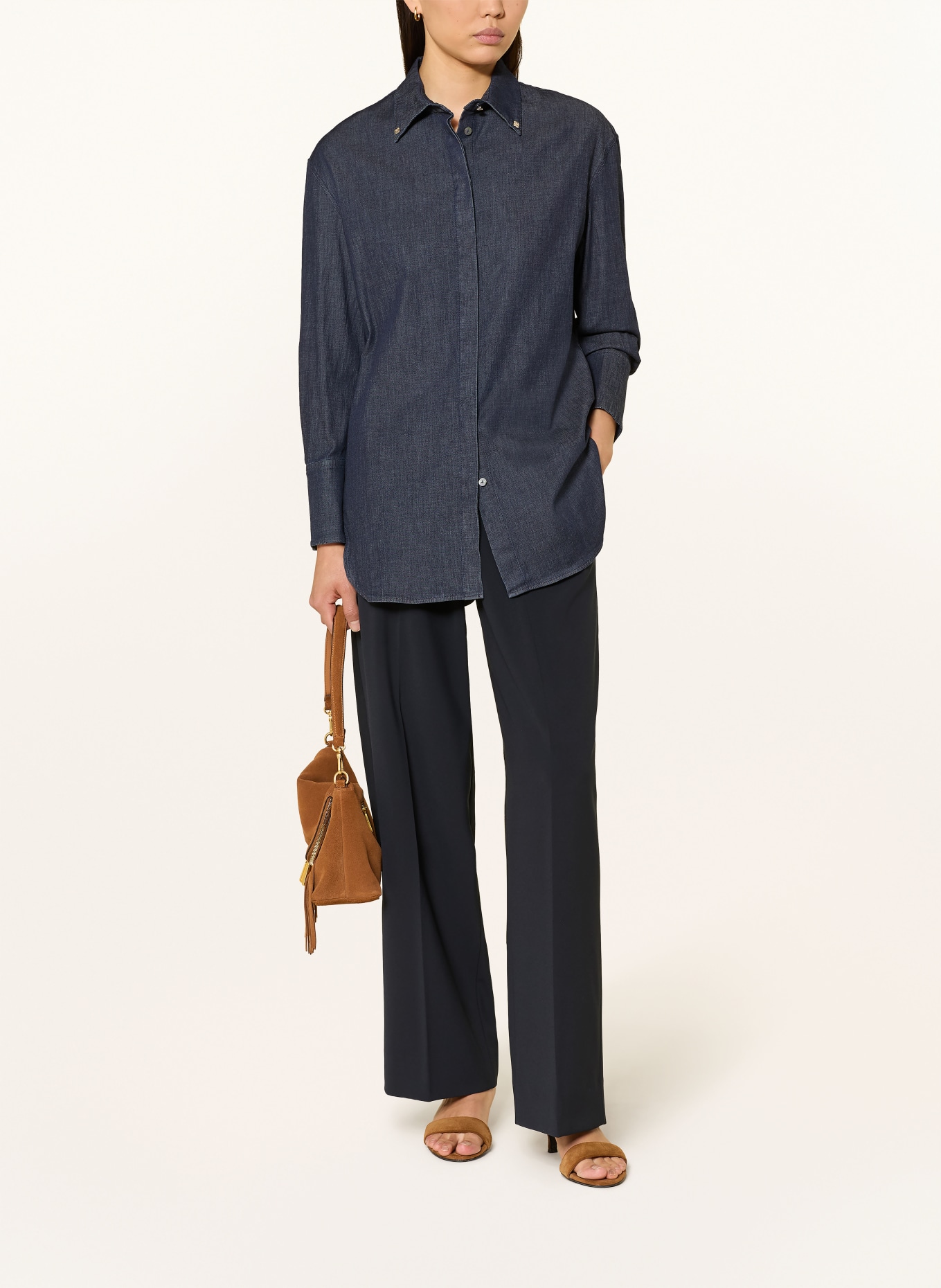 ELENA MIRO denim shirt: DARK BLUE