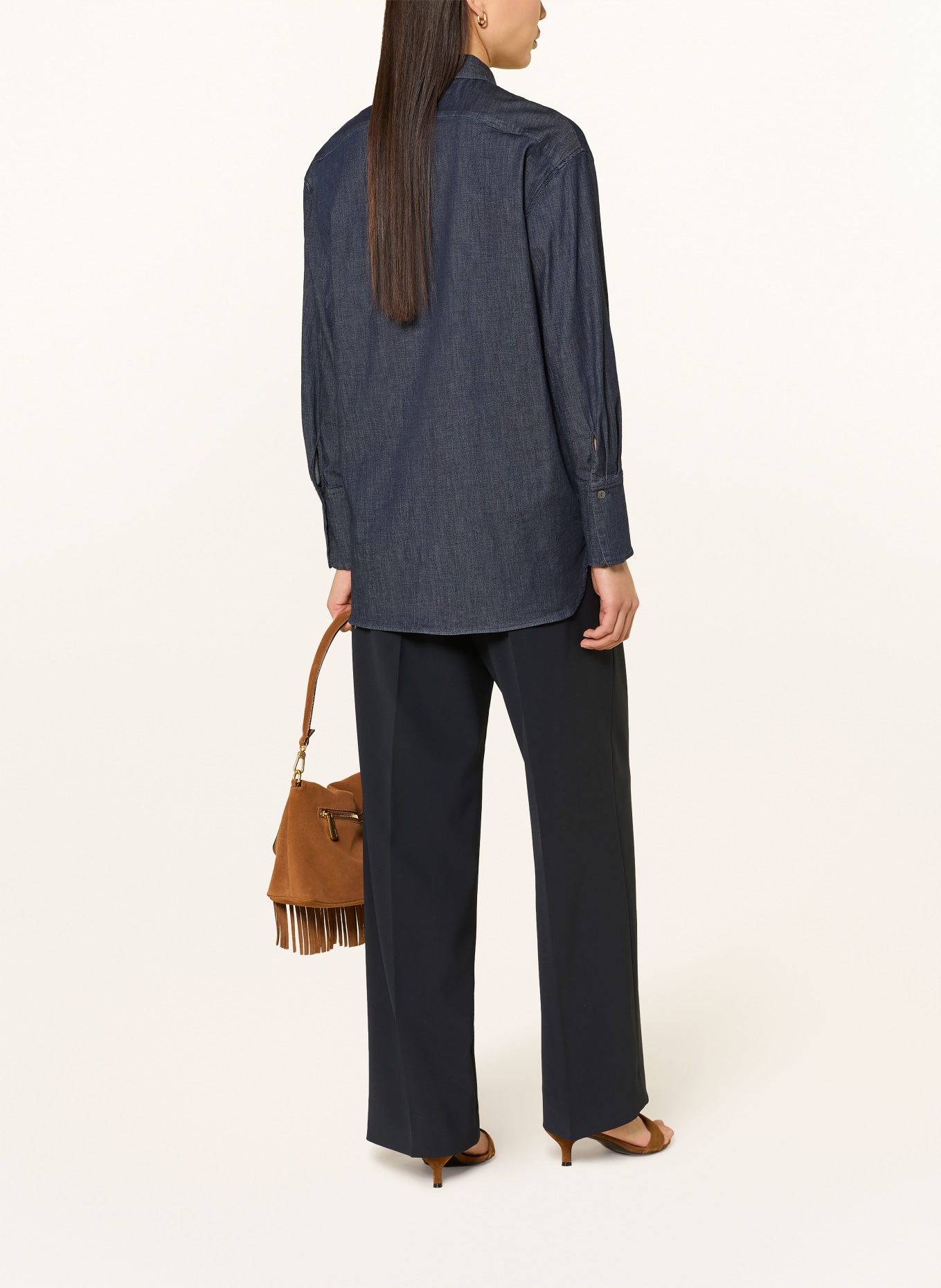 ELENA MIRO denim shirt: DARK BLUE