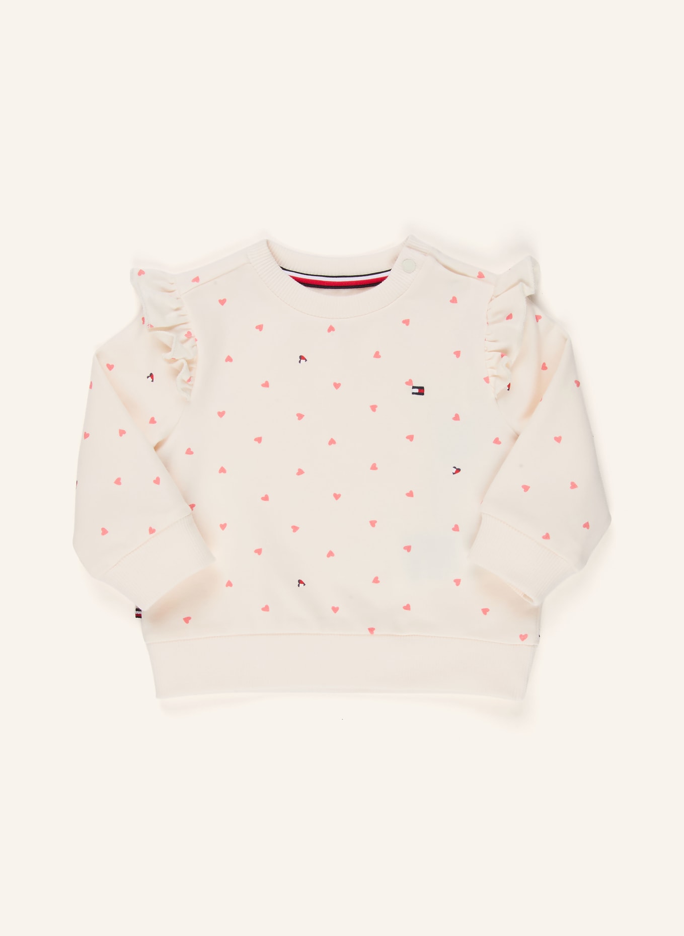 TOMMY HILFIGER Sweatshirt mit Rüschen: CREME / HELLROT