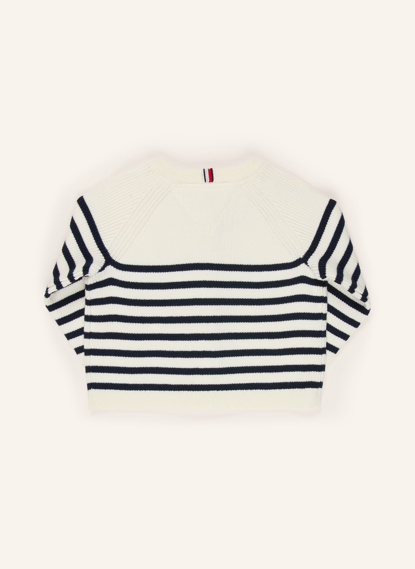 TOMMY HILFIGER Strickjacke: WEISS / DUNKELBLAU