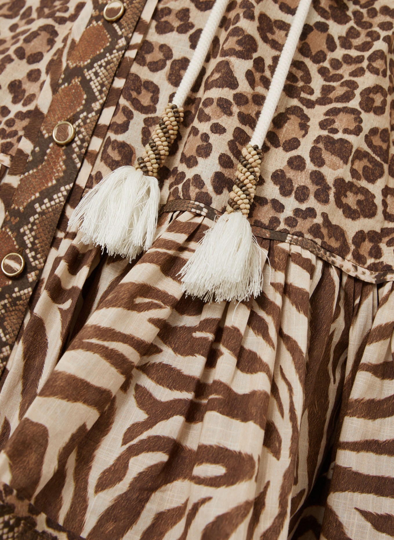 ZIMMERMANN Hemdblusenkleid WANDERLUST: BRAUN / HELLBRAUN