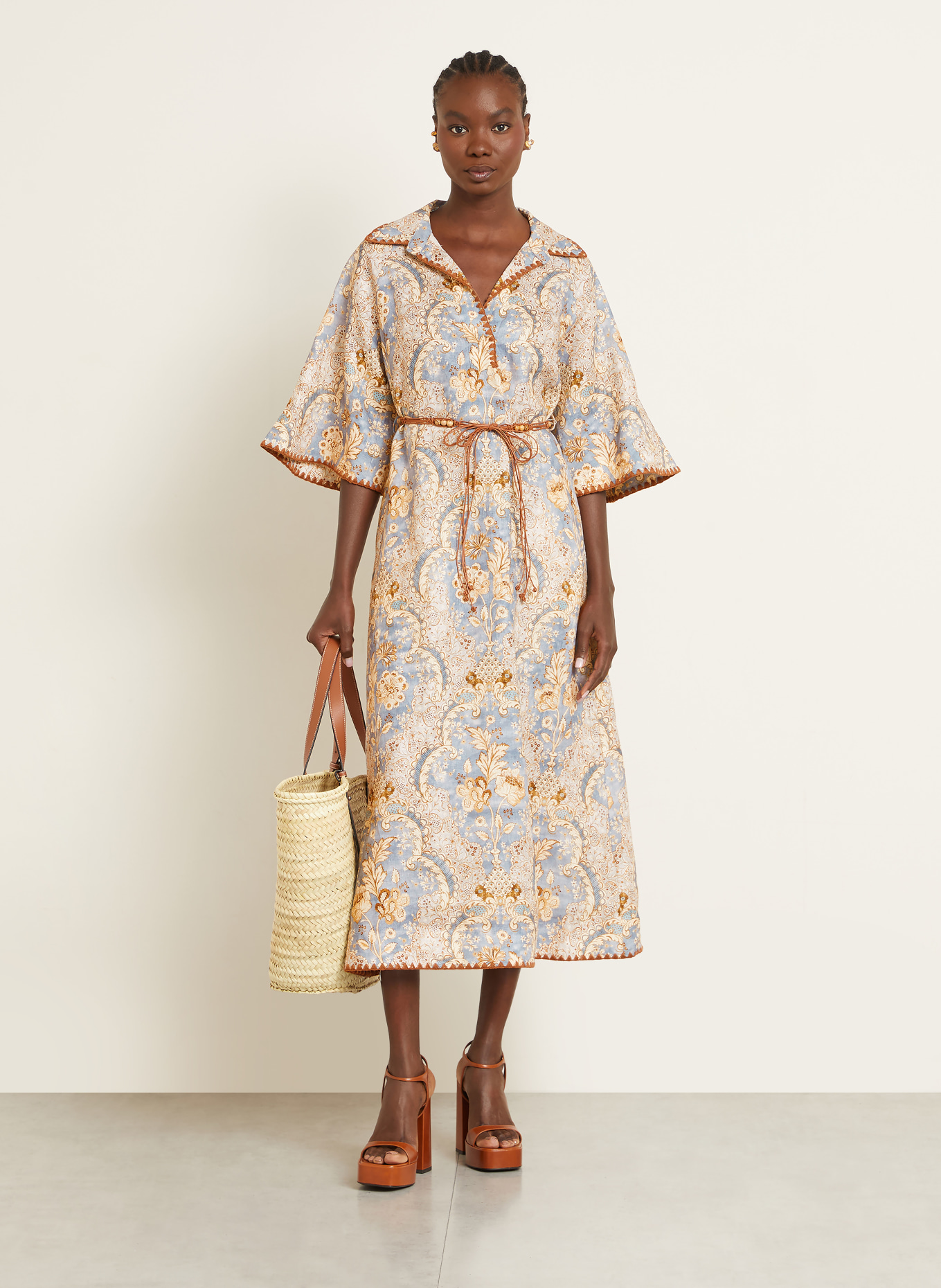 ZIMMERMANN Strandkleid DAYLIGHT: HELLBLAU / BEIGE