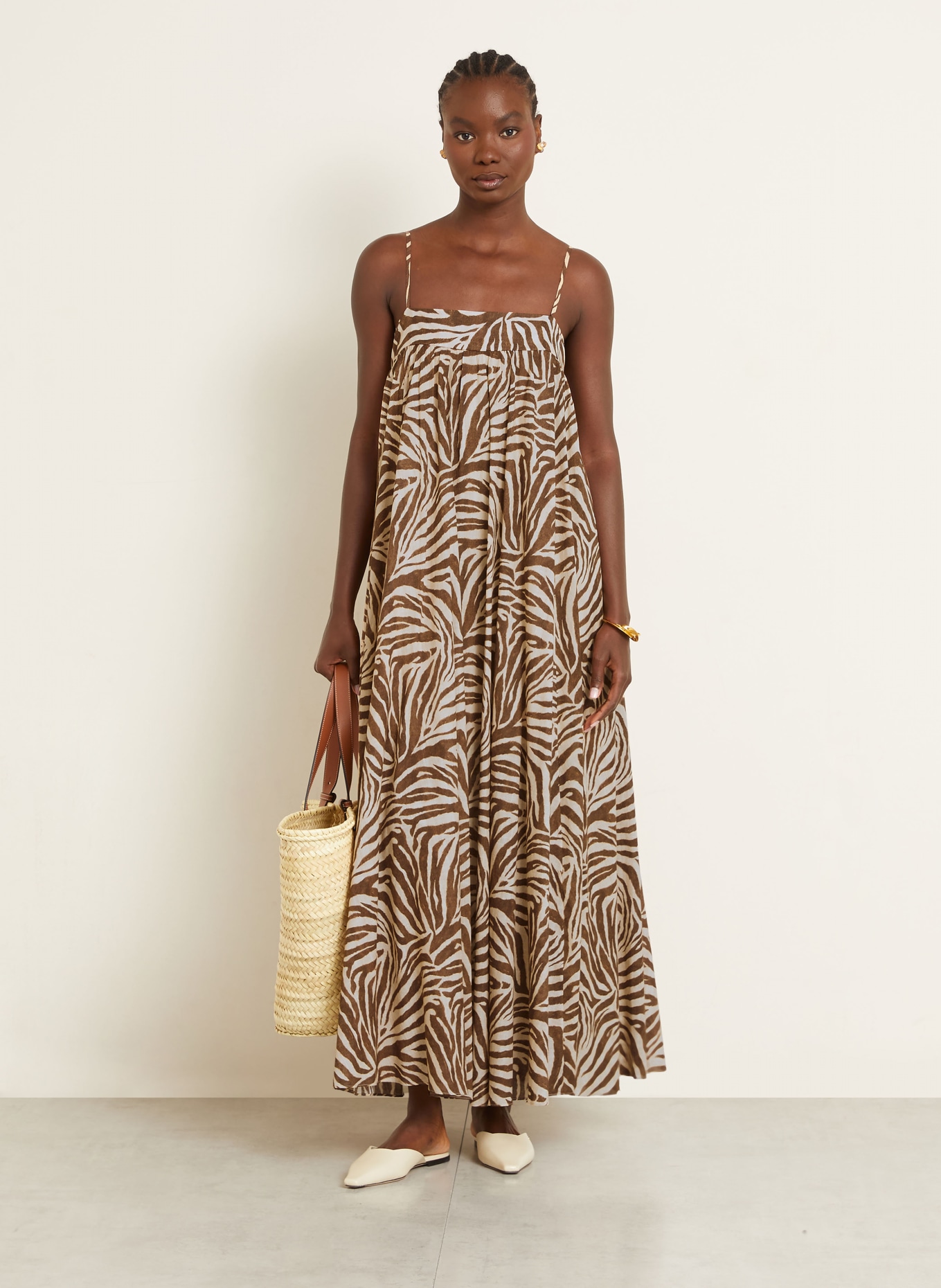 ZIMMERMANN Strandkleid WANDERLUST: BRAUN / HELLBRAUN