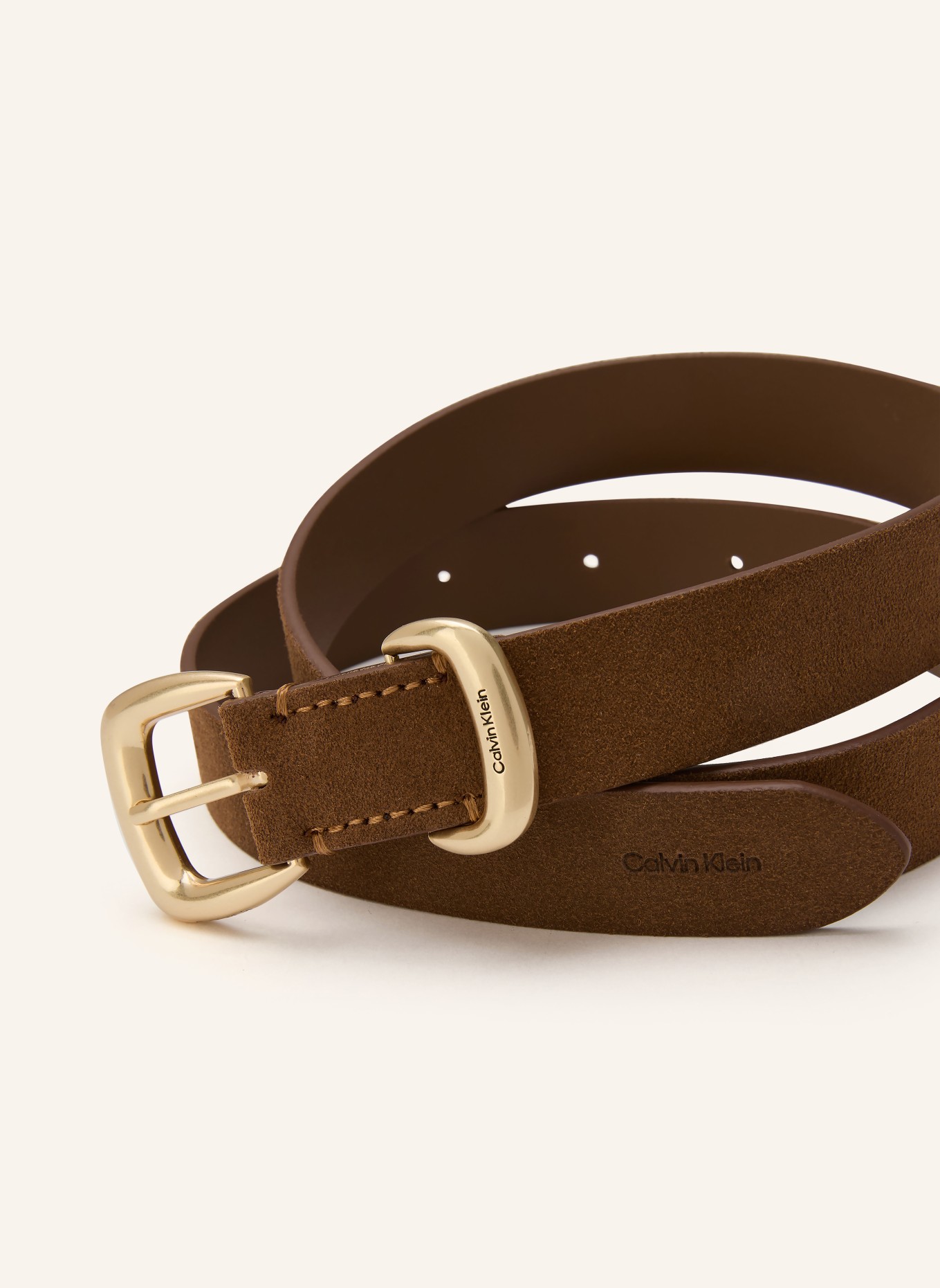 Calvin Klein Ledergürtel: BRAUN / GOLD