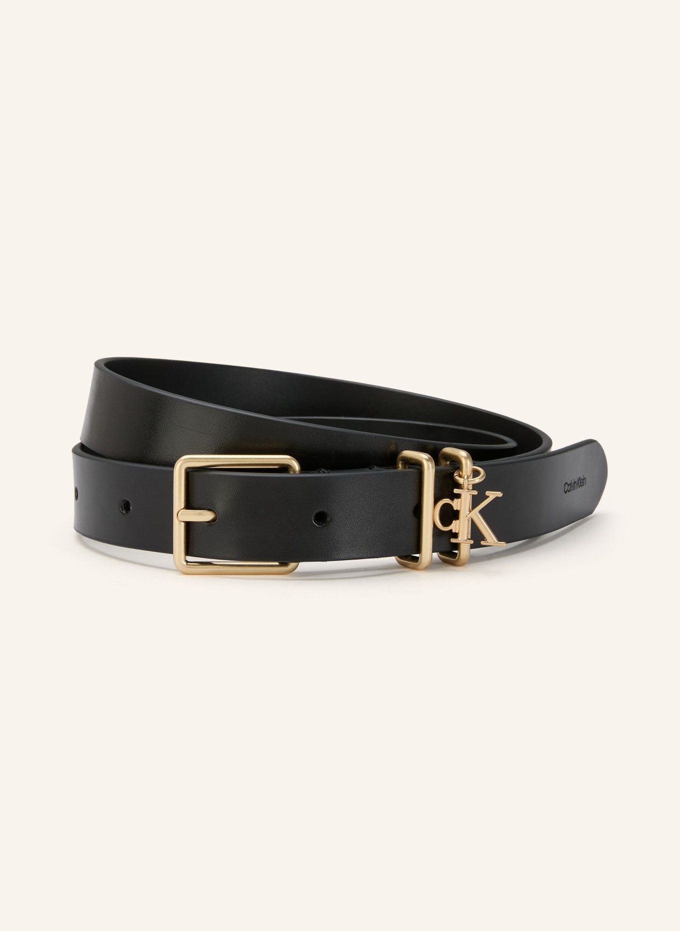 Calvin Klein leather belt: BLACK / GOLD