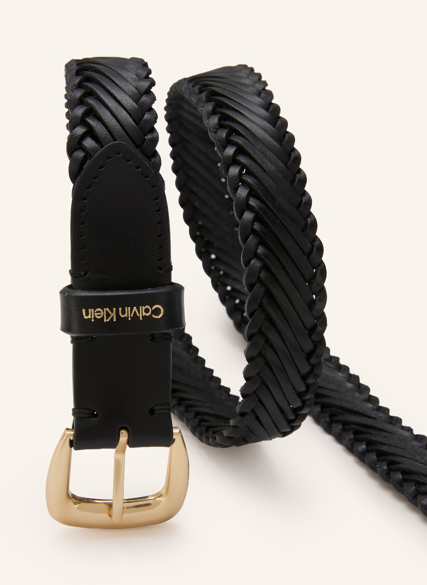 Calvin Klein Flechtgürtel aus Leder: SCHWARZ