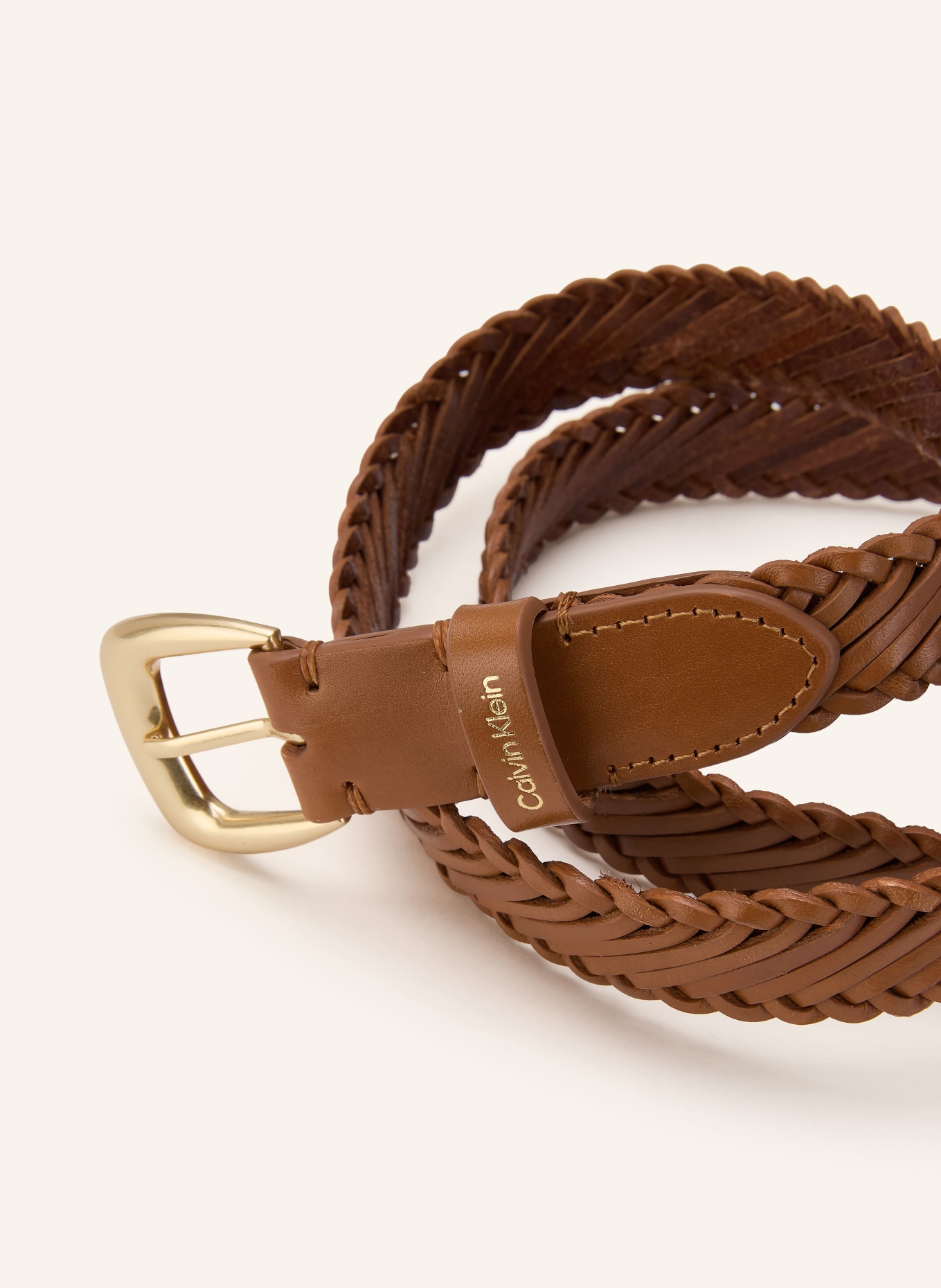 Calvin Klein Flechtgürtel aus Leder: BRAUN