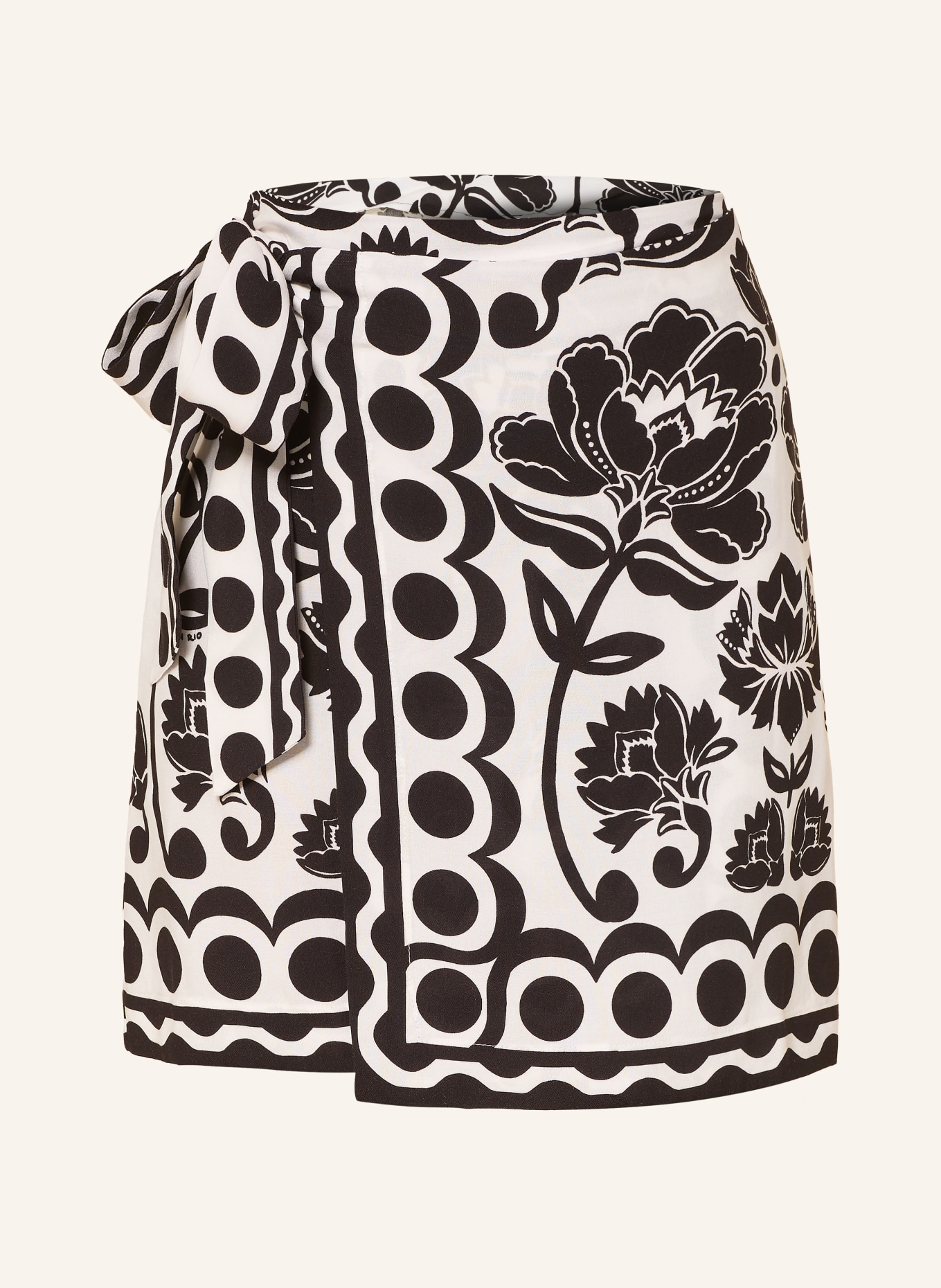 FARM RIO Wickelrock FLORAL ARABESQUE: SCHWARZ / WEISS
