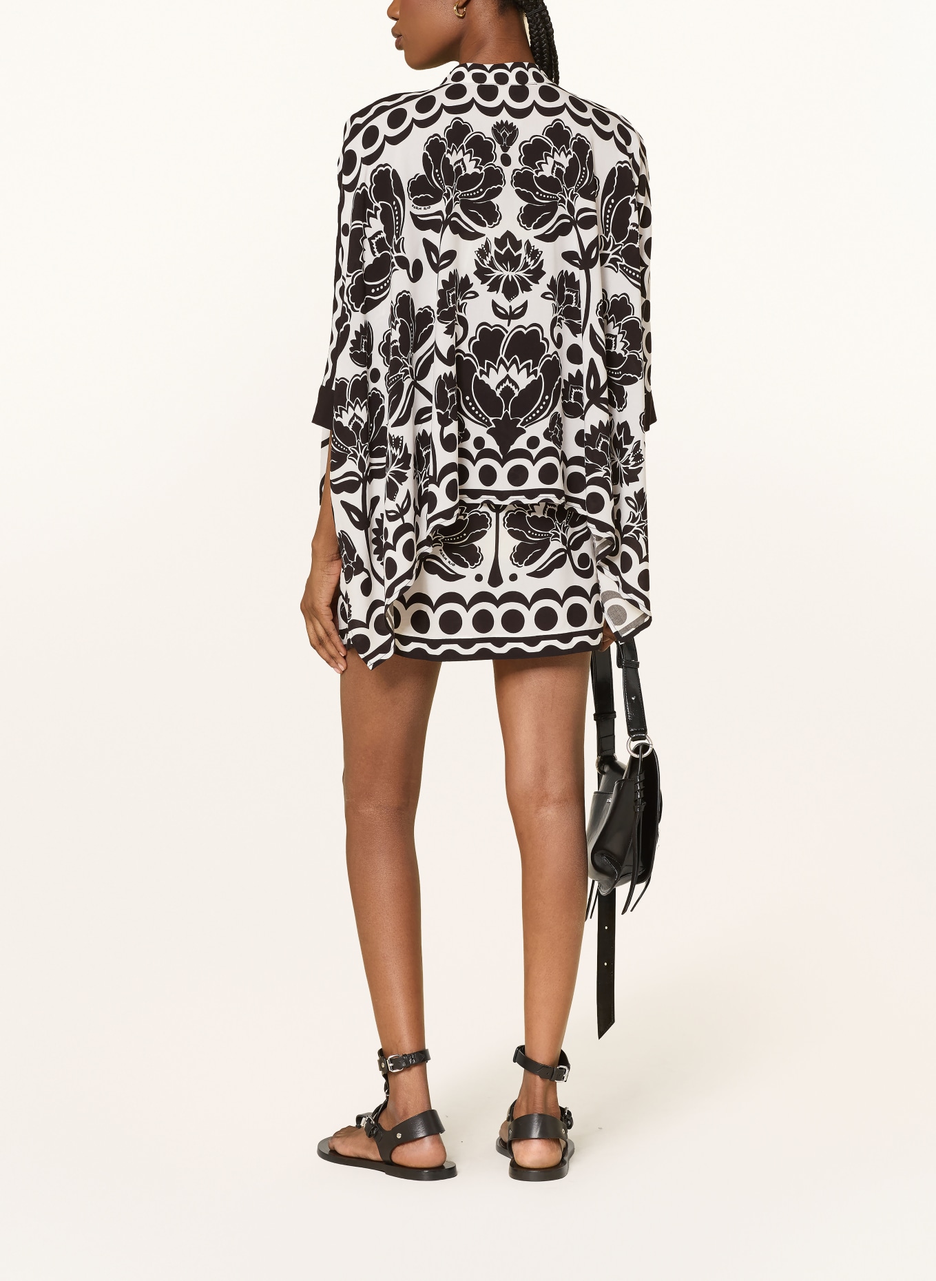 FARM RIO Wickelrock FLORAL ARABESQUE: SCHWARZ / WEISS