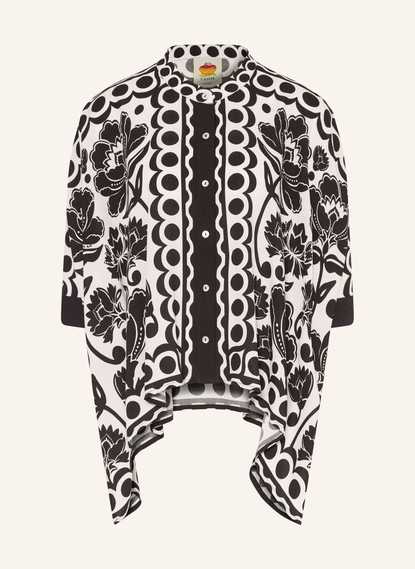 FARM RIO Bluse FLORAL ARABESQUE: SCHWARZ / WEISS