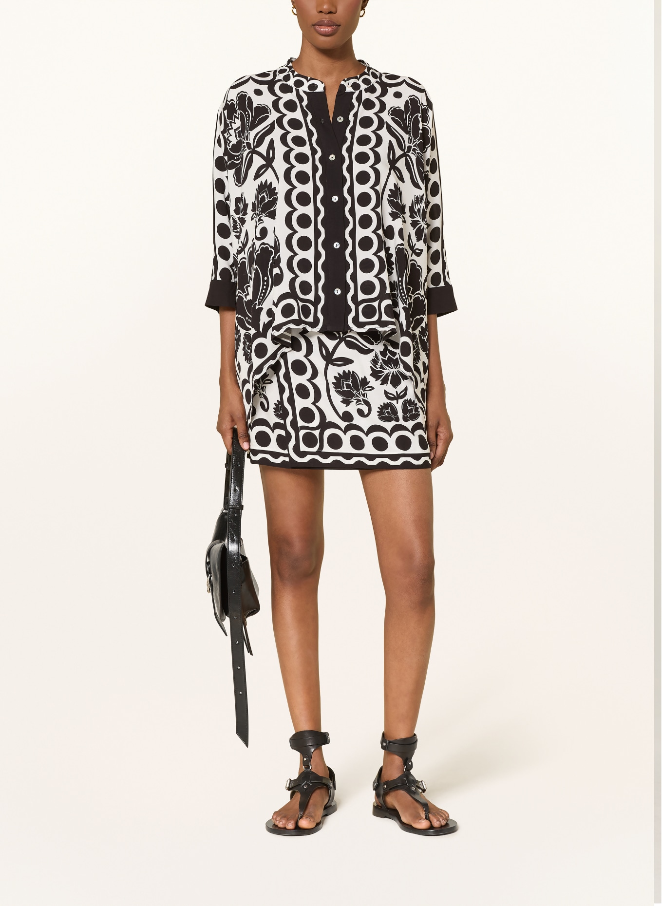 FARM RIO Bluse FLORAL ARABESQUE: SCHWARZ / WEISS