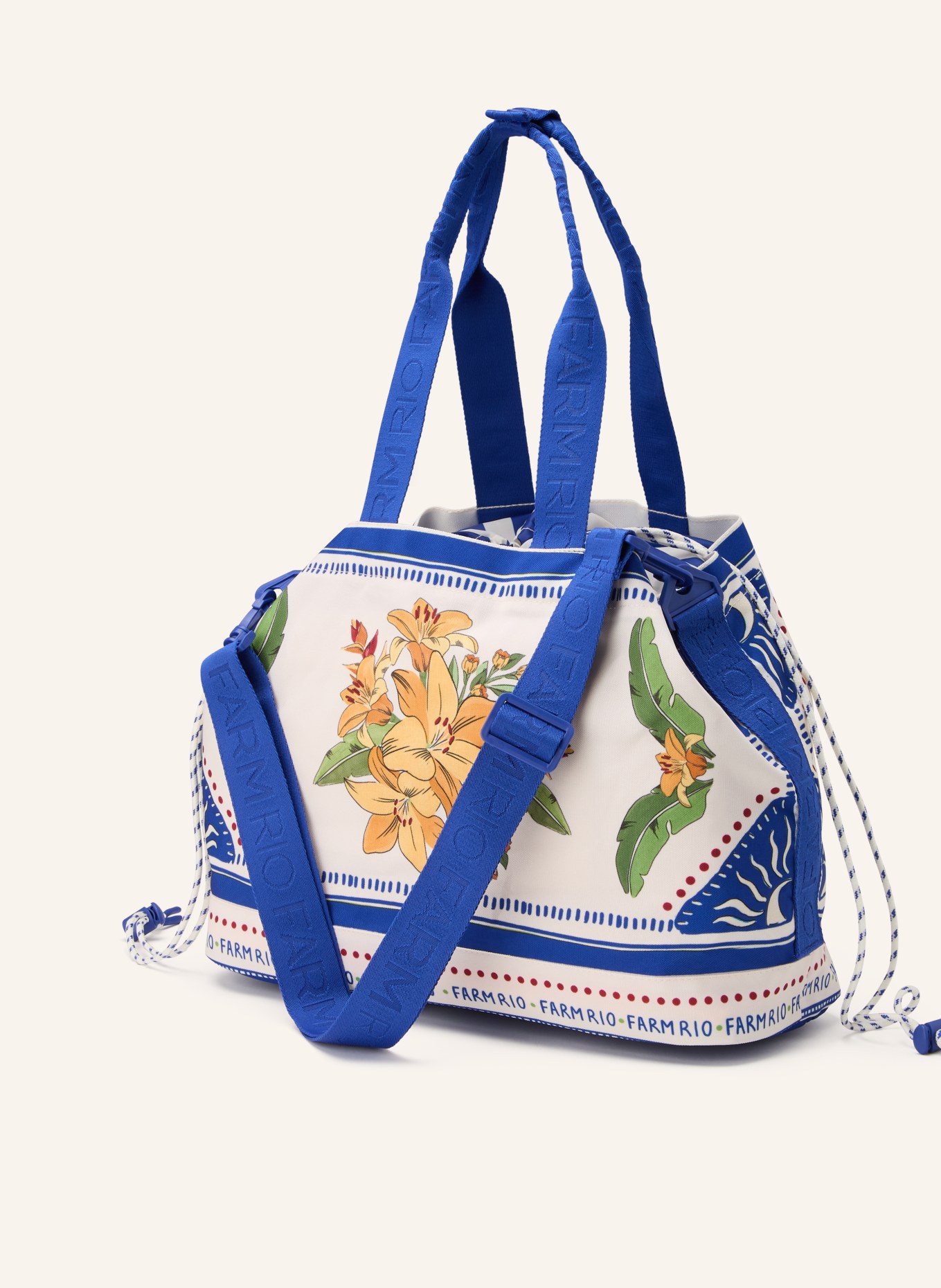 FARM RIO Torba plażowa TROPICAL DESTINY: KREMOWY / CIEMNOŻÓŁTY / NIEBIESKI