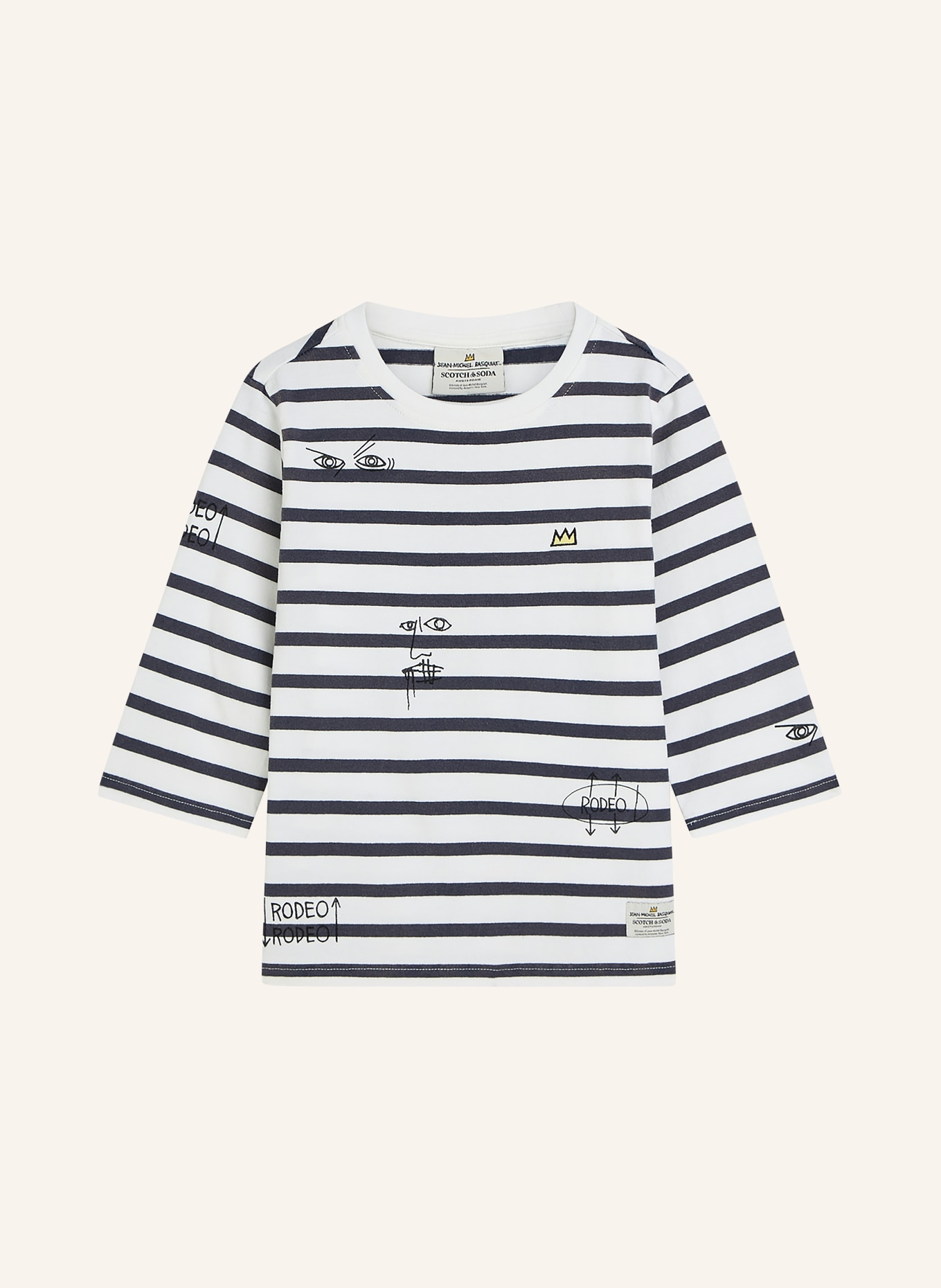 SCOTCH & SODA Shirt with 3/4-length sleeves: DARK GRAY / WHITE