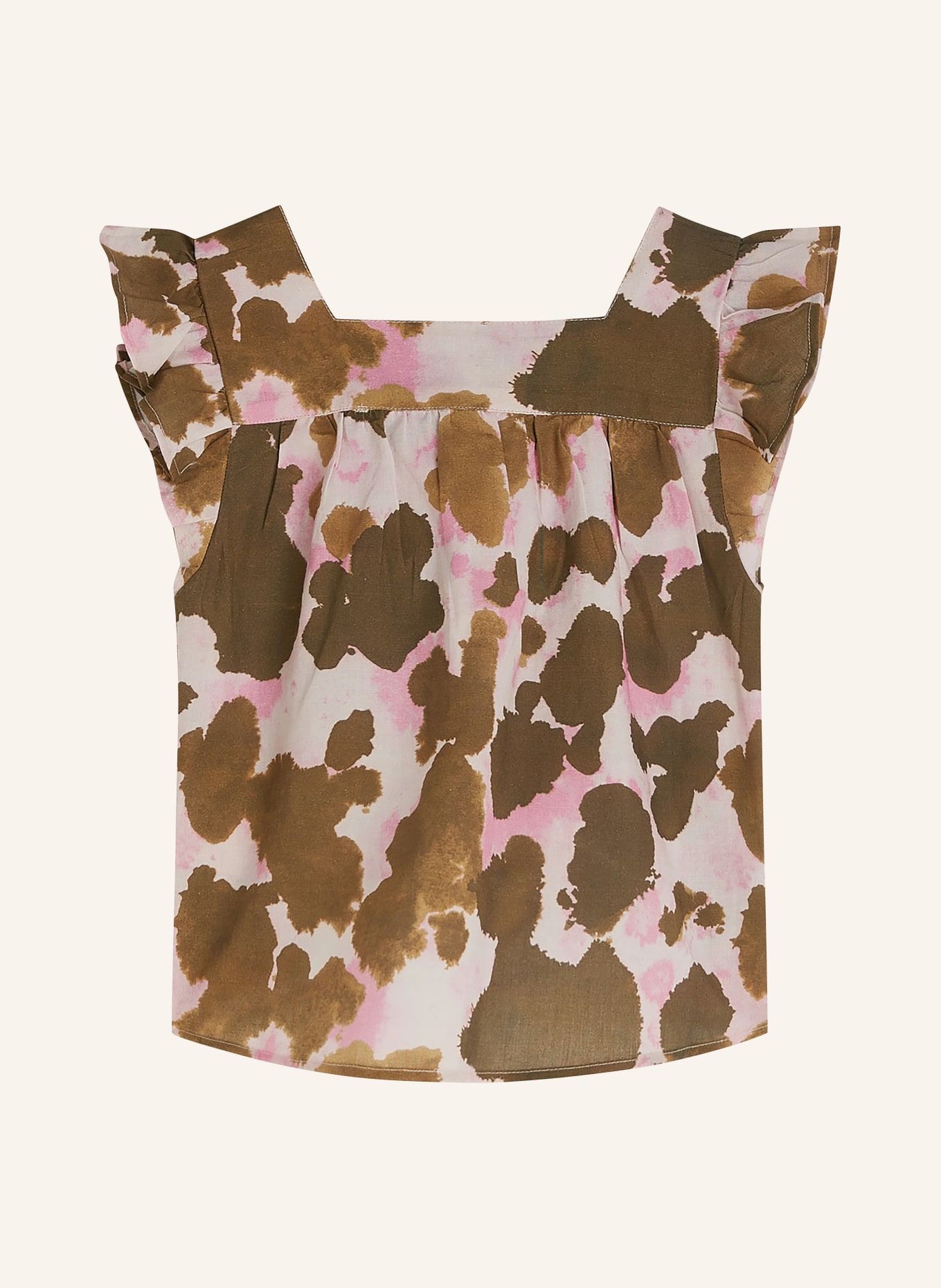 SCOTCH & SODA Top mit Leinen und Rüschen: BRAUN / ROSA