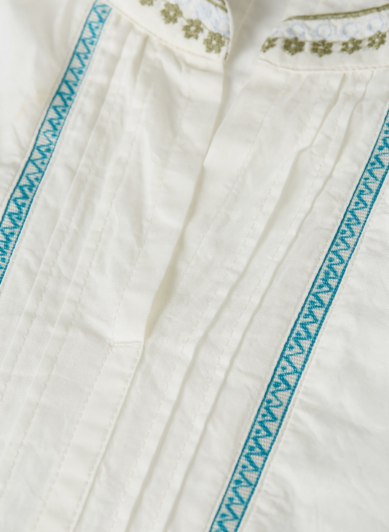 SCOTCH & SODA Blusenshirt mit Rüschen: WEISS / TÜRKIS