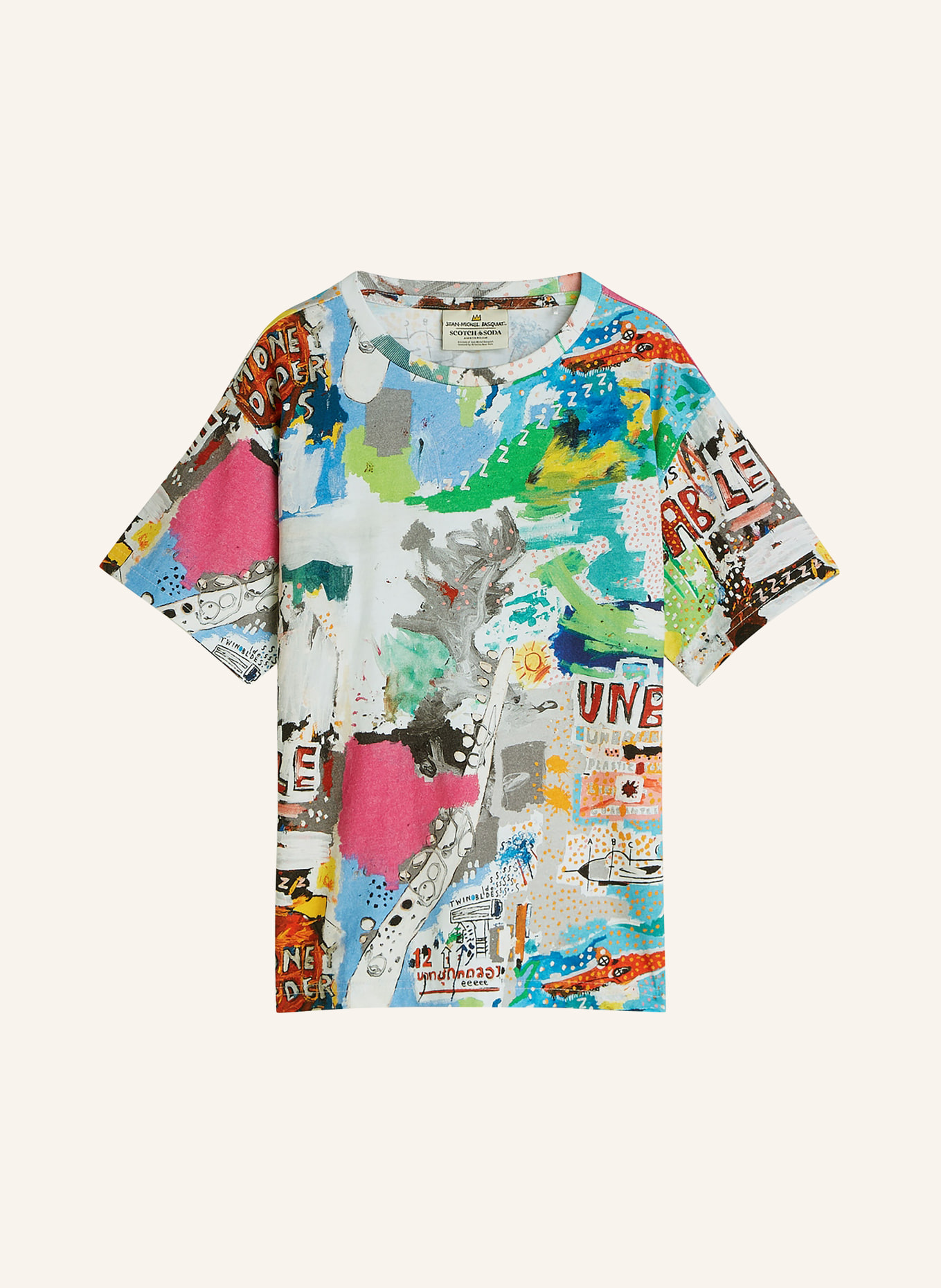 SCOTCH & SODA T-Shirt: WEISS / GRÜN / BLAU