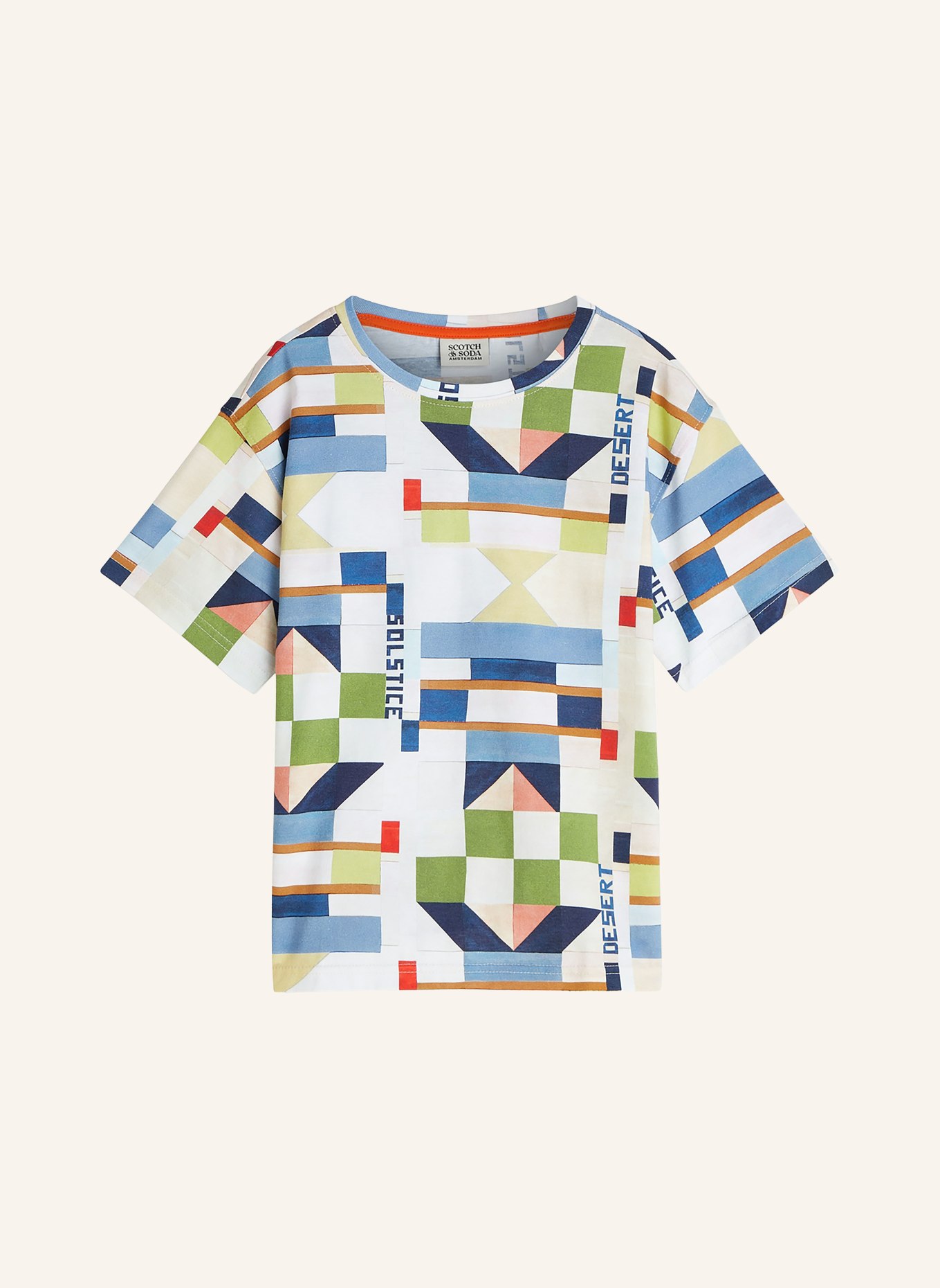 SCOTCH & SODA T-Shirt: CREME / GRÜN / BLAU