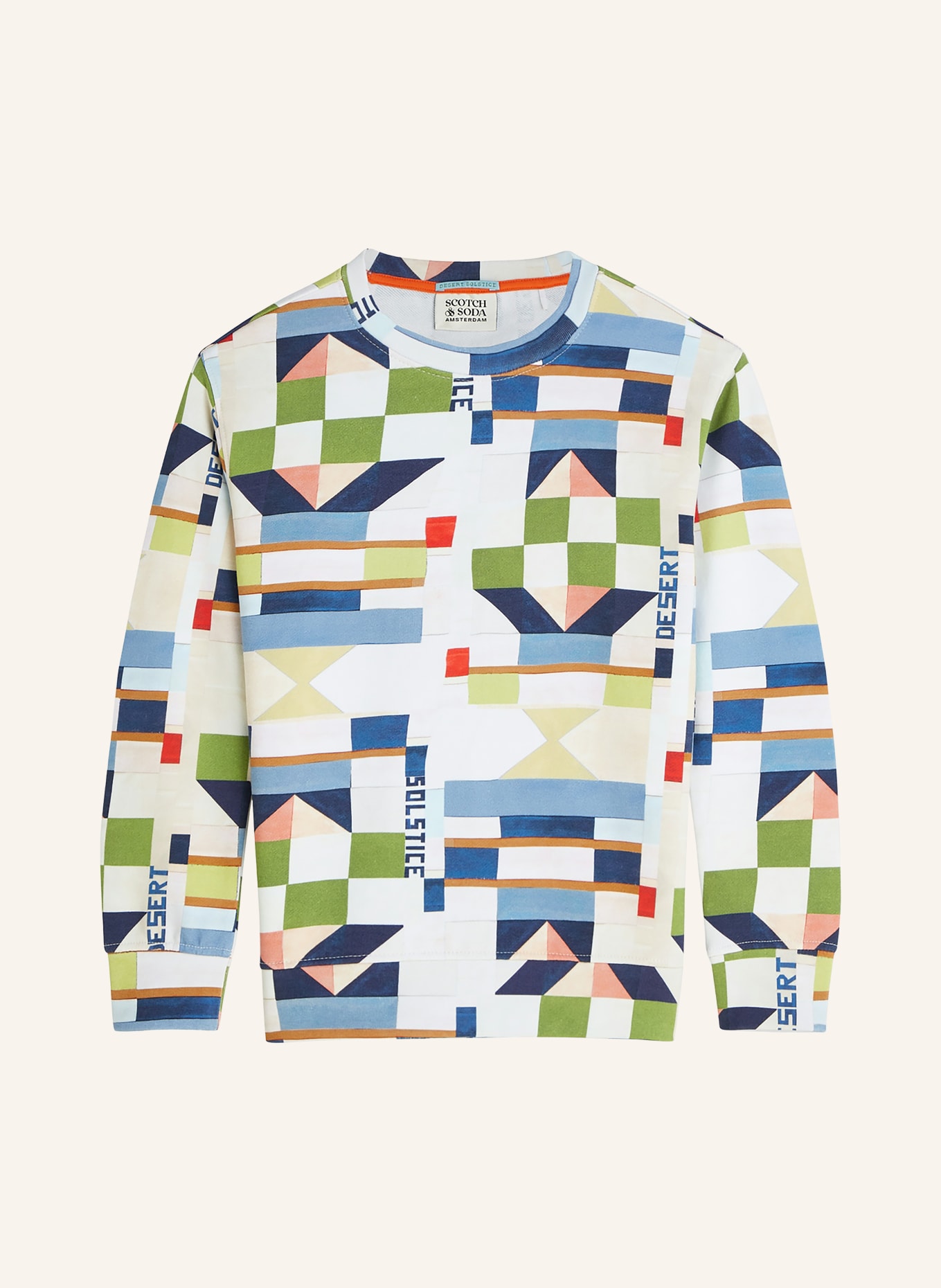 SCOTCH & SODA Sweatshirt: CREME / GRÜN / BLAU