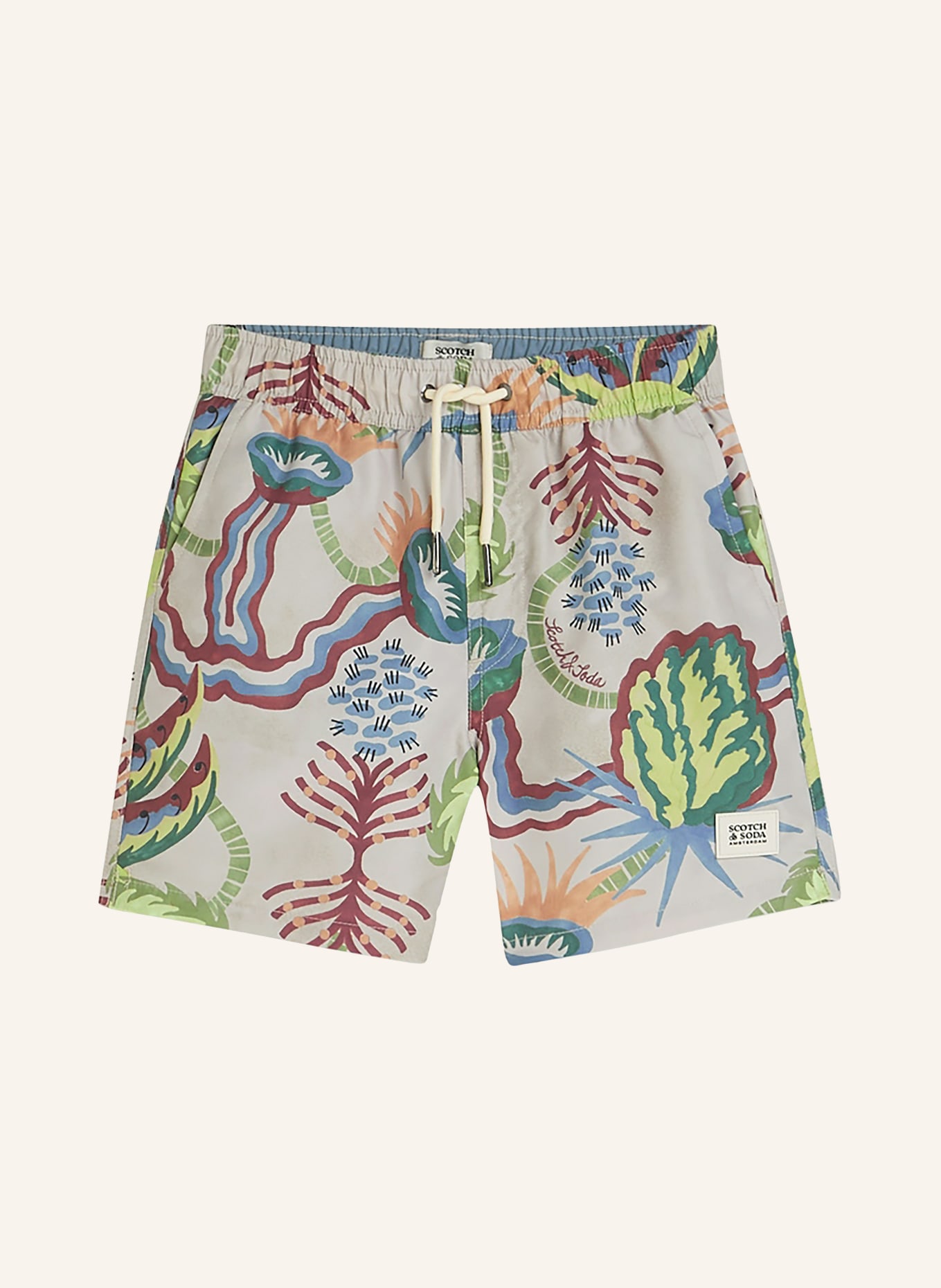 SCOTCH & SODA Badeshorts: BEIGE / GRÜN / BLAU