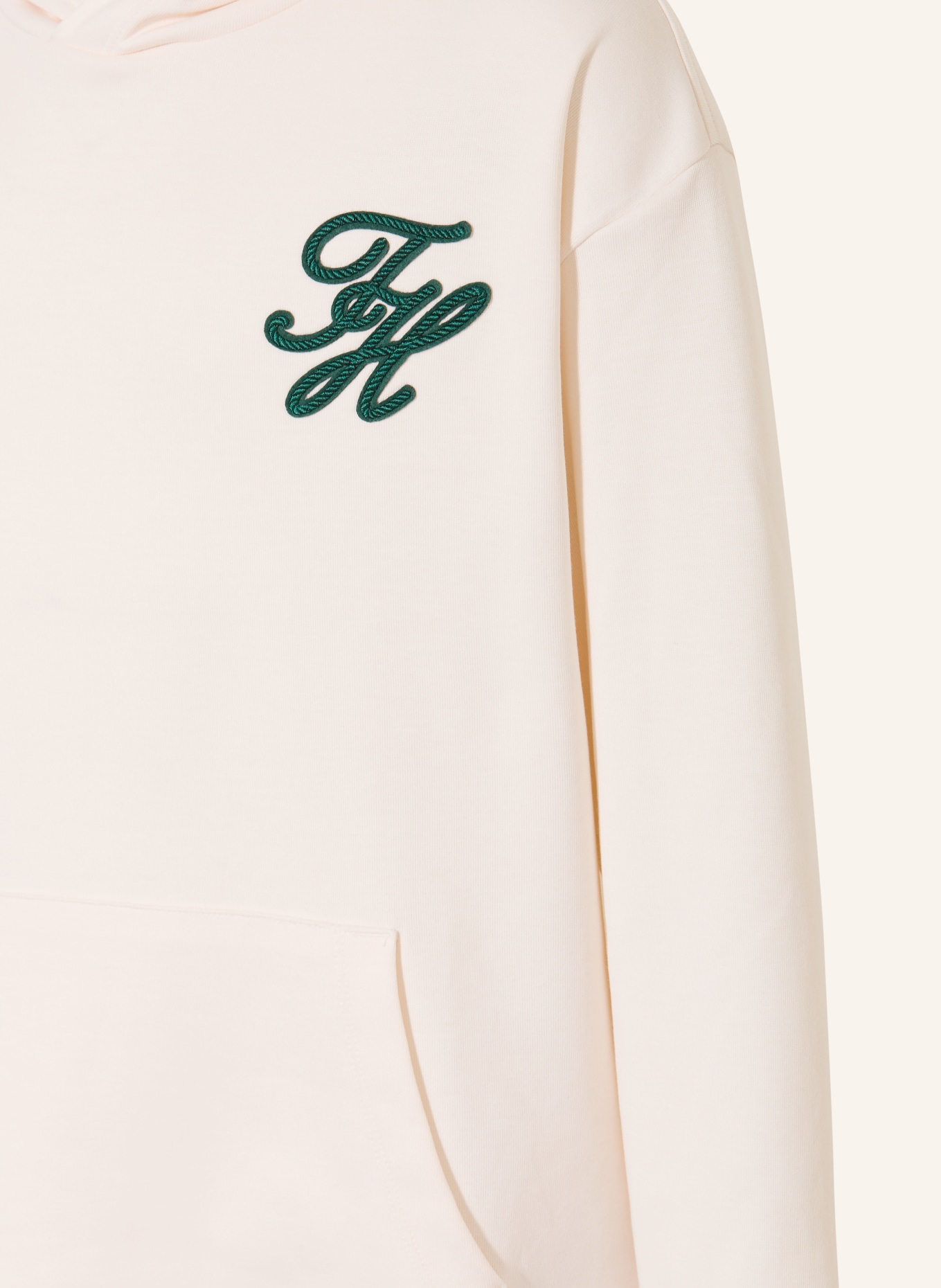 TOMMY HILFIGER Hoodie: CREME / DUNKELGRÜN