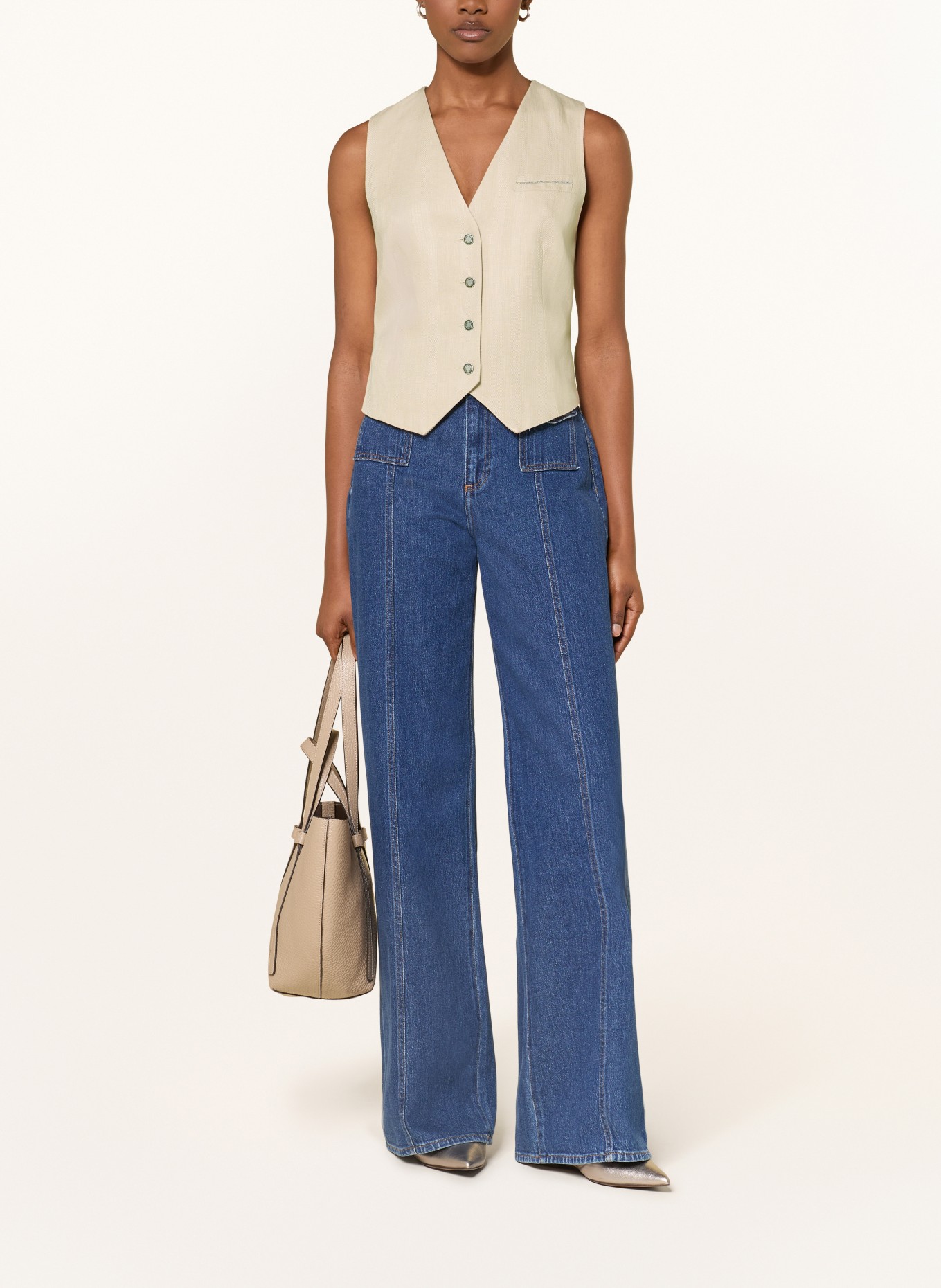 PESERICO Blazer vest with linen: LIGHT BROWN