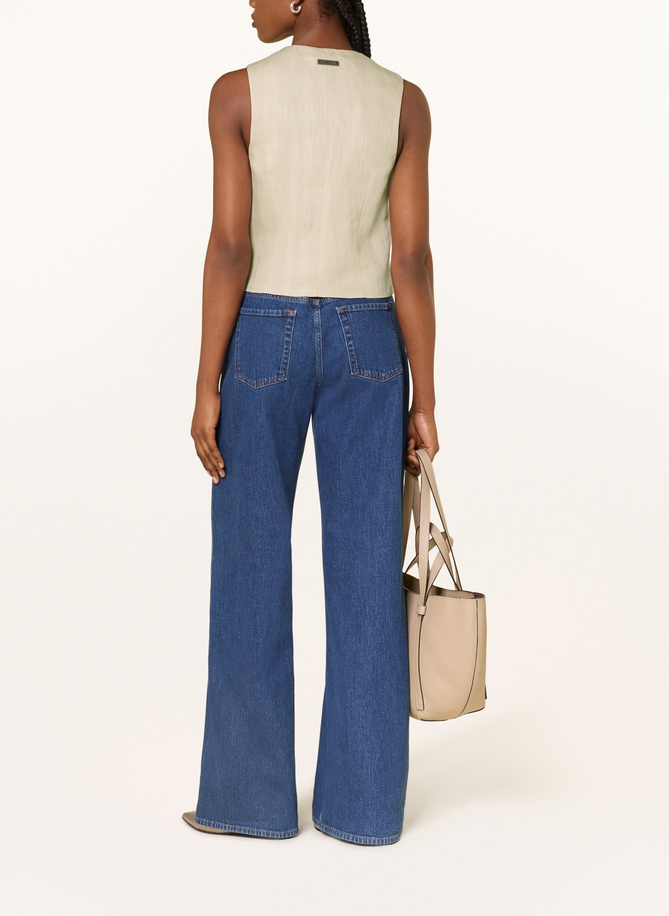 PESERICO Blazer vest with linen: LIGHT BROWN