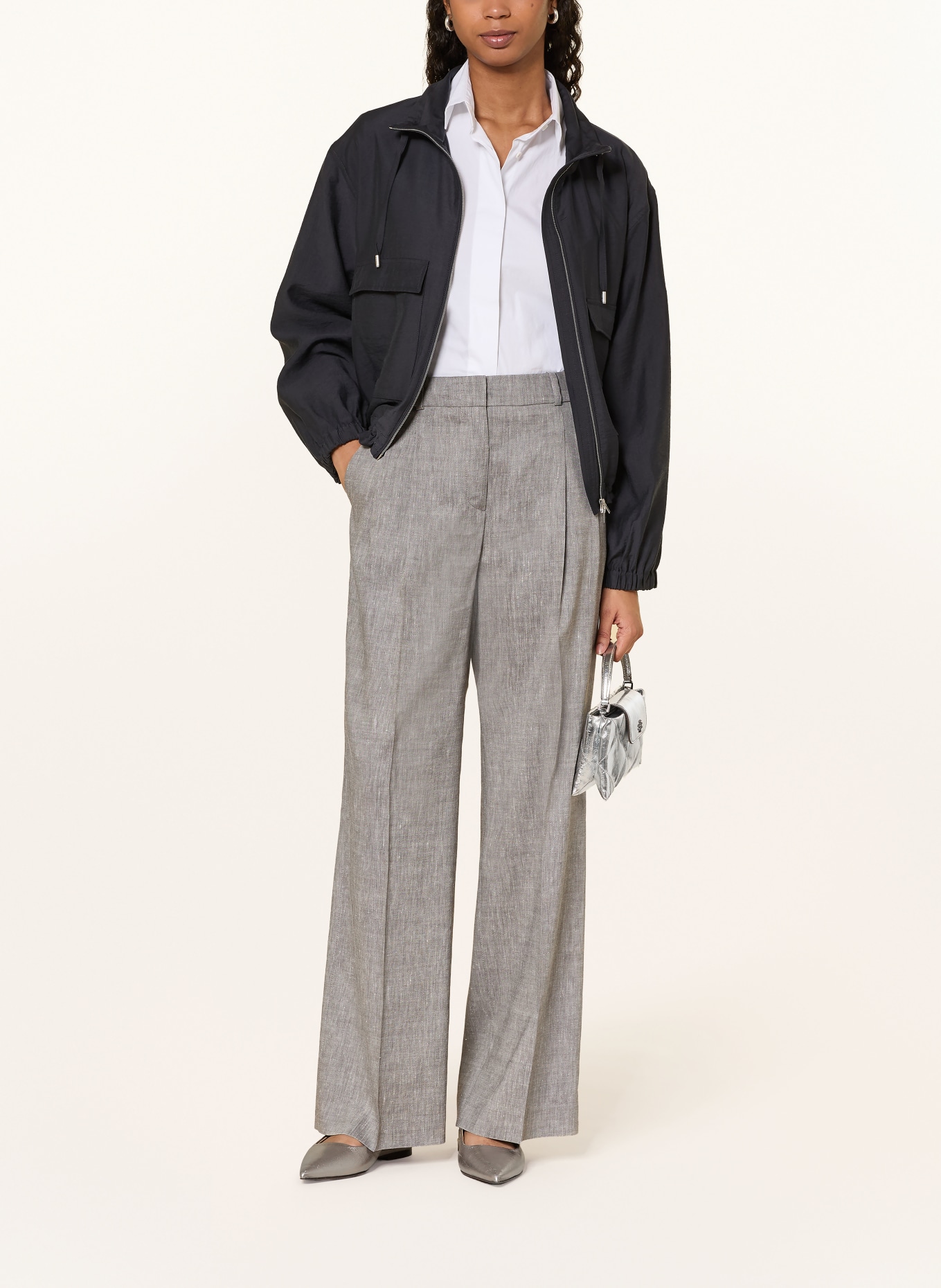 PESERICO Marlenehose mit Leinen: TAUPE