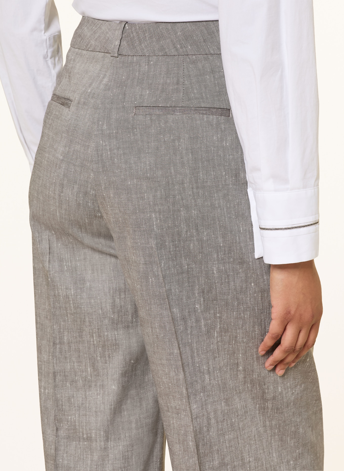 PESERICO Marlenehose mit Leinen: TAUPE