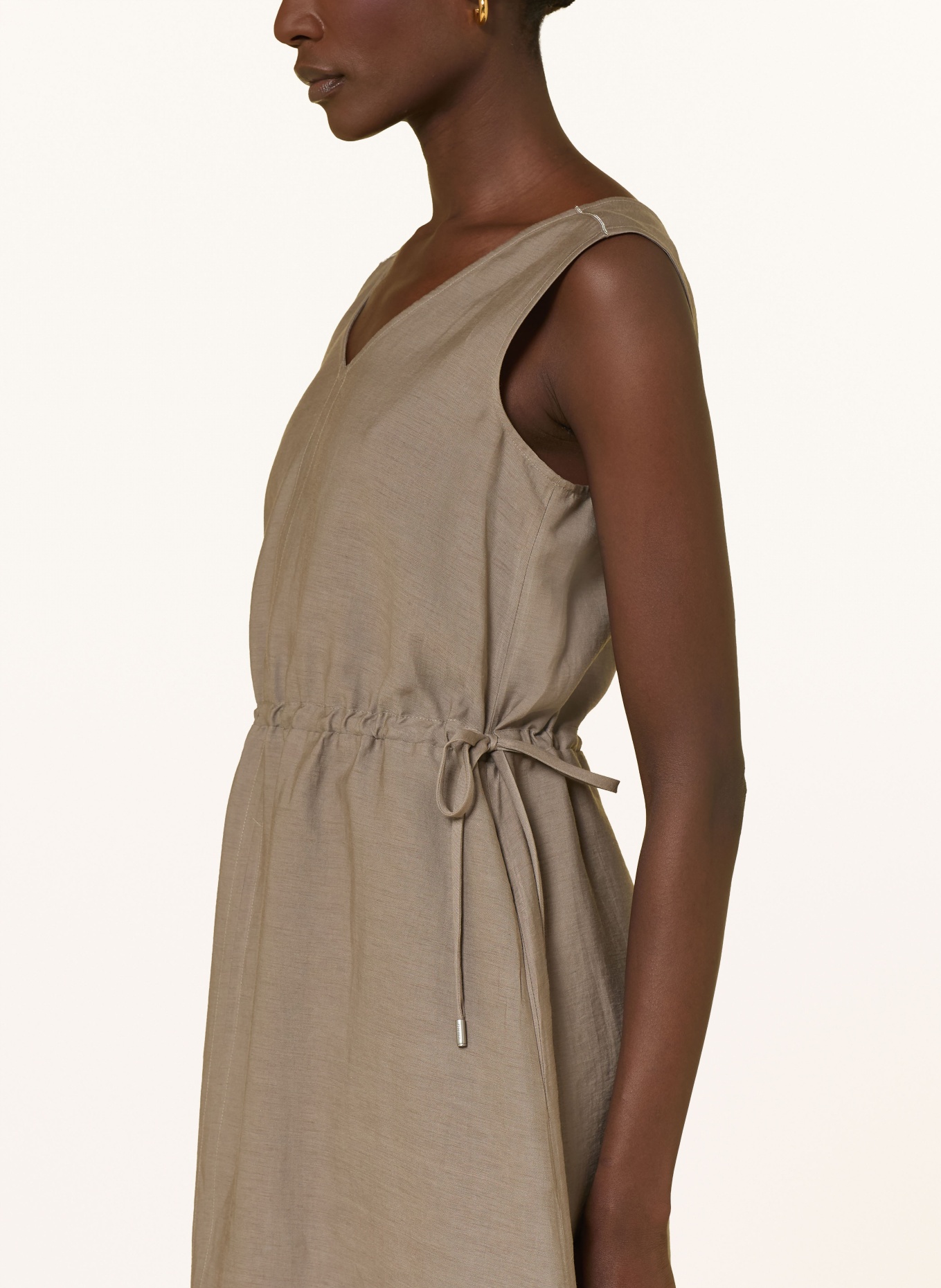 PESERICO Kleid mit Leinen: HELLBRAUN