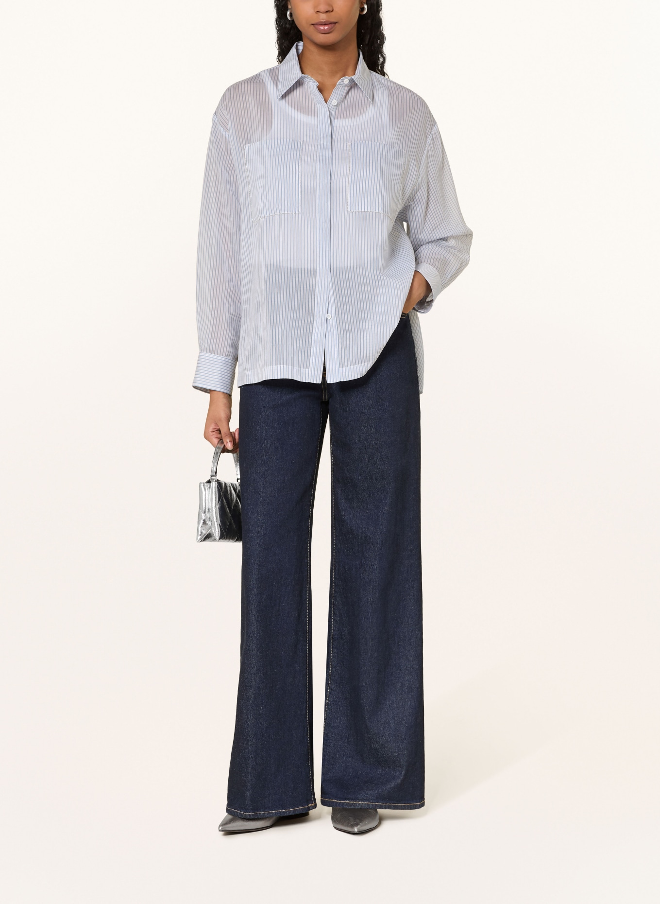 PESERICO Bluzka z kamieniami ozdobnymi: BIAŁY / NIEBIESKI