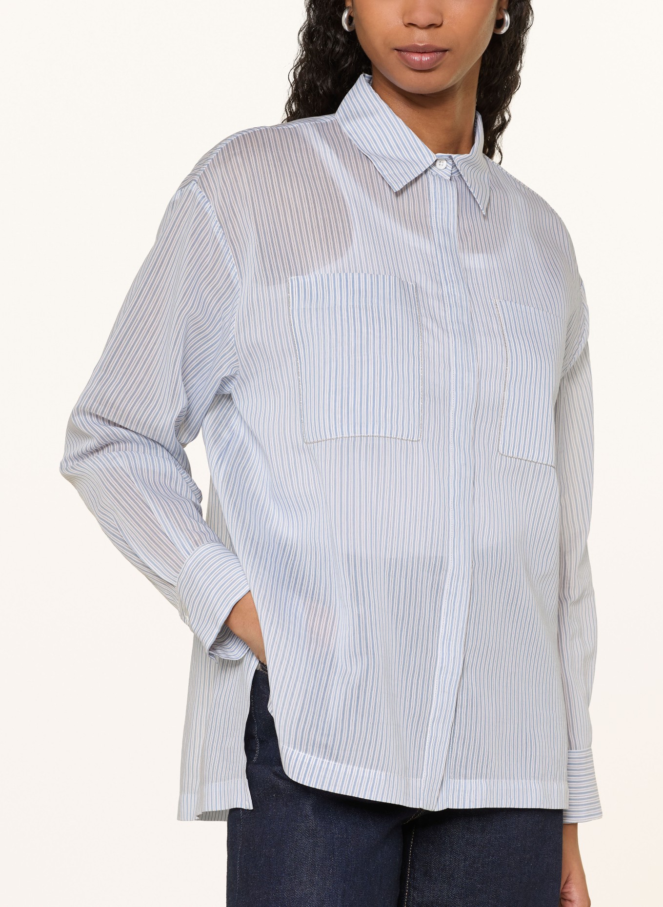 PESERICO Bluzka z kamieniami ozdobnymi: BIAŁY / NIEBIESKI