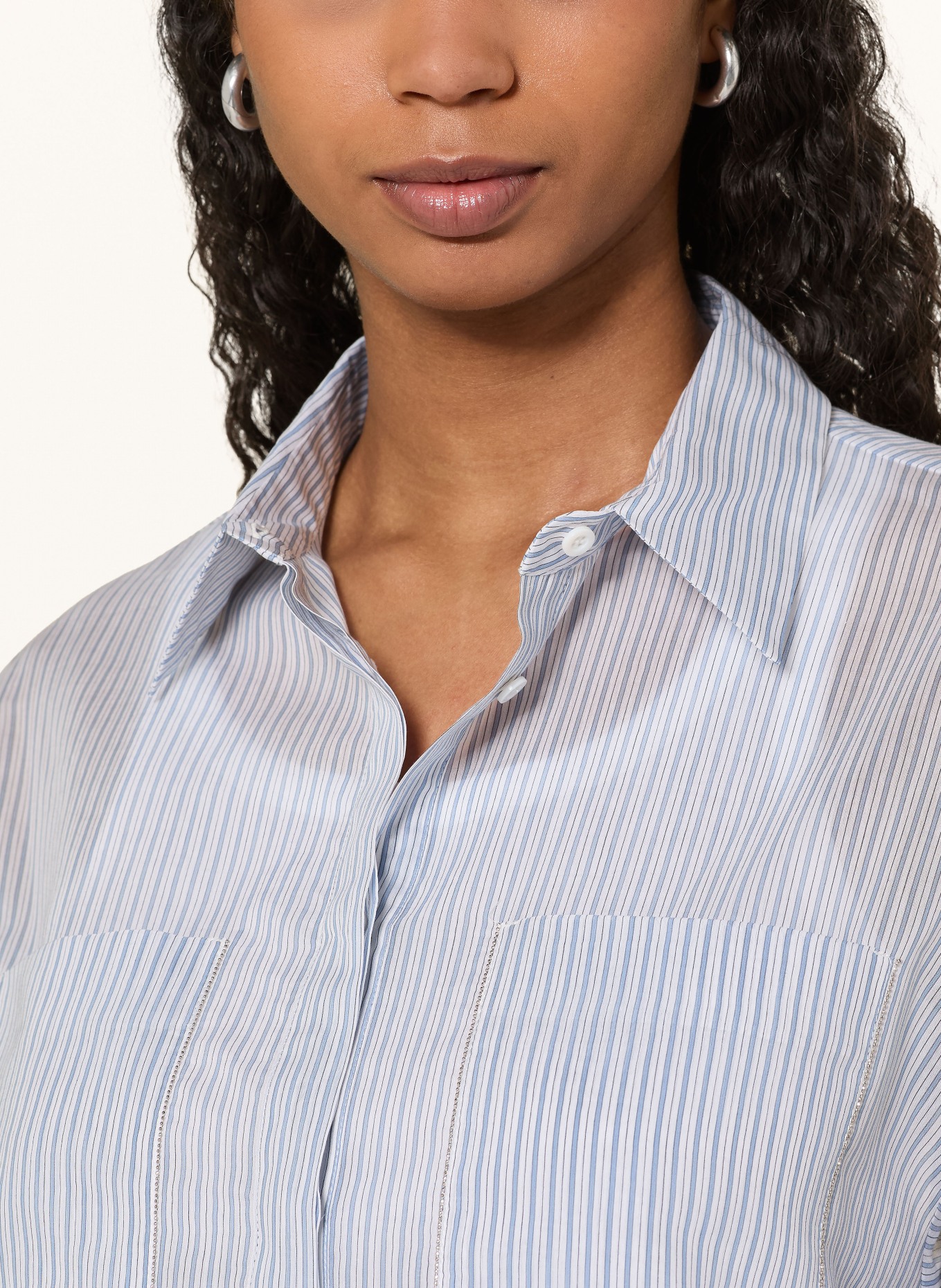 PESERICO Bluzka z kamieniami ozdobnymi: BIAŁY / NIEBIESKI