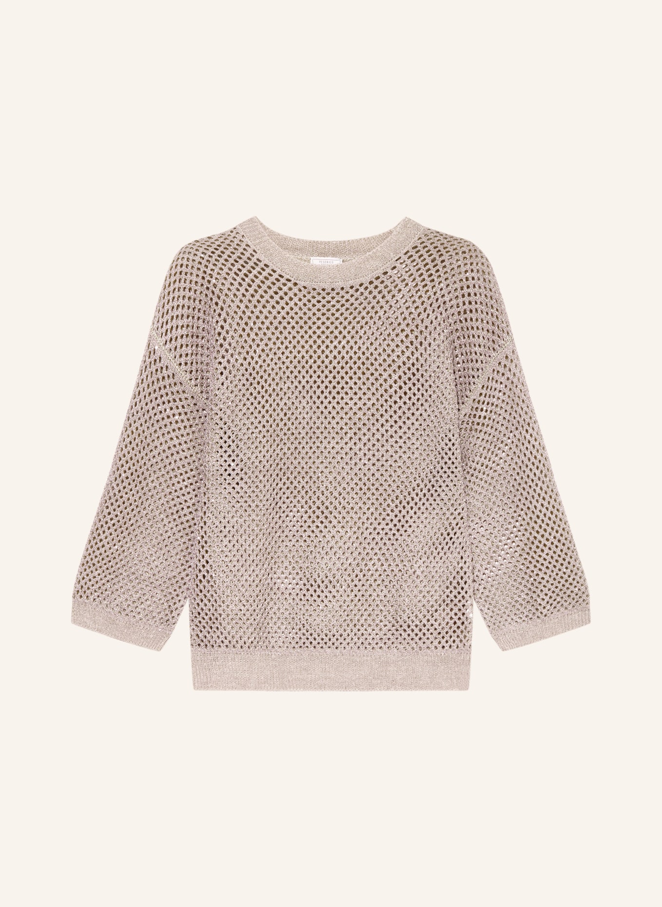 PESERICO Sweter z lnem i kamieniami ozdobnymi: BEŻOWY