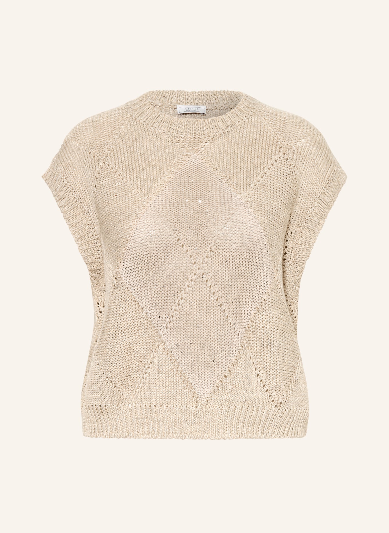 PESERICO Leinenpullunder mit Pailletten: HELLBRAUN