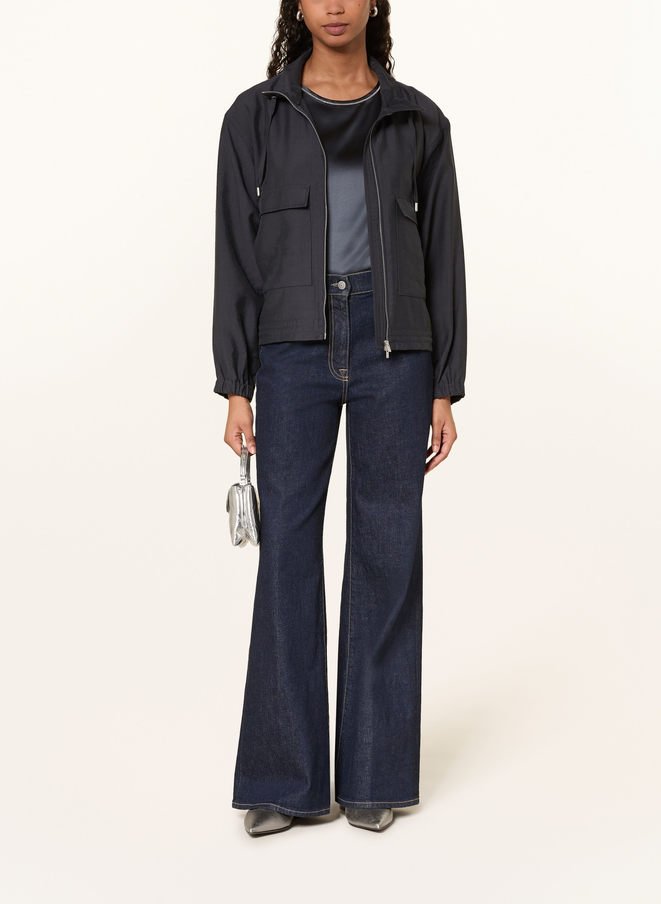 PESERICO Blouson met sierstenen: DONKERBLAUW